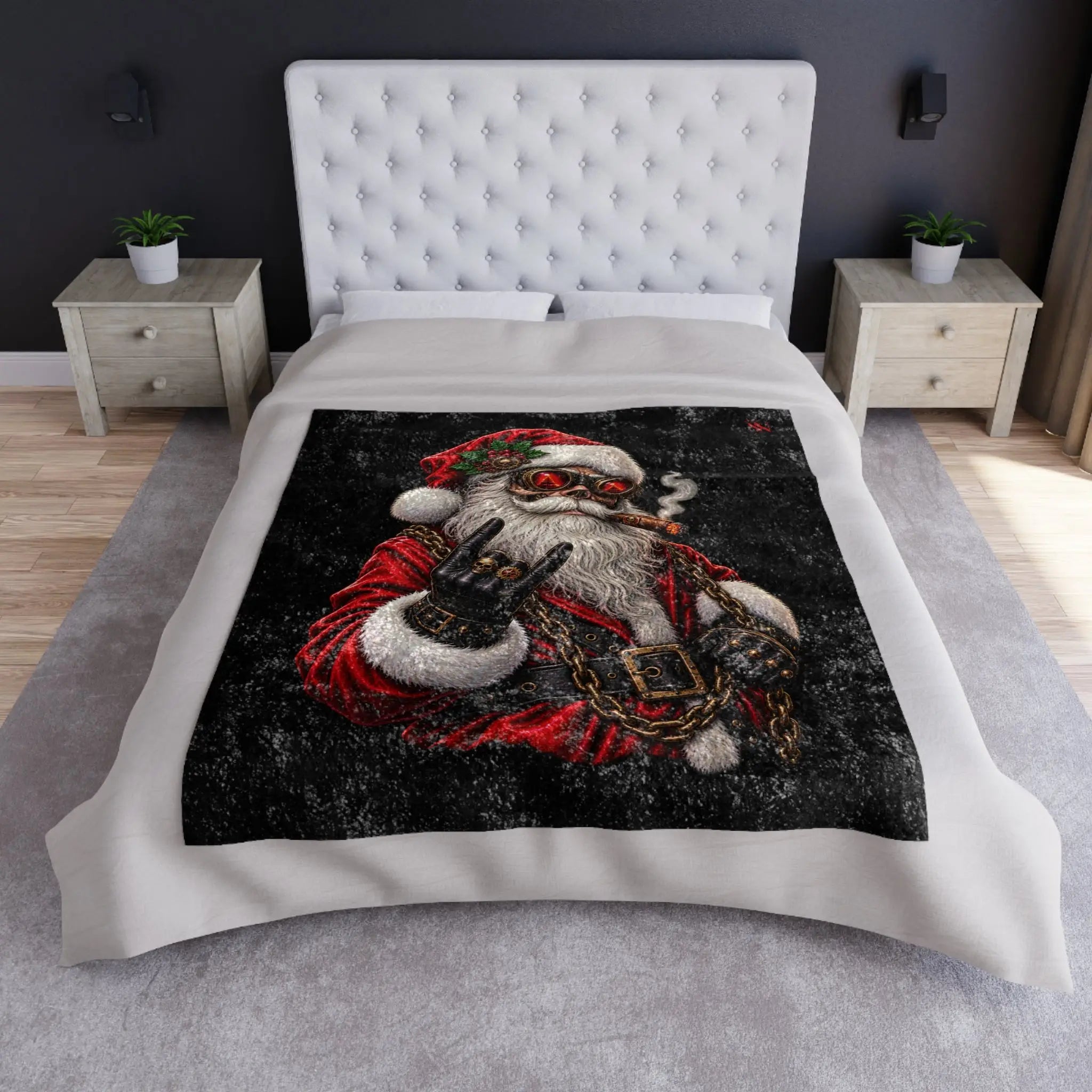 Santa in Chains Christmas | Nectar Napkins Fun-Flirty Loversโ Crushed Velvet Blankets