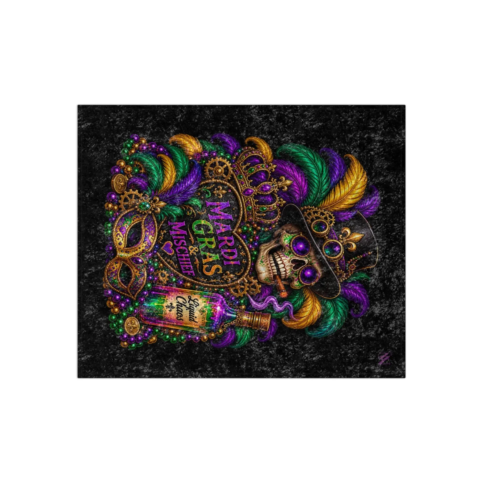 Mardi Gras & Mischief Skull Crushed Velvet Blanket