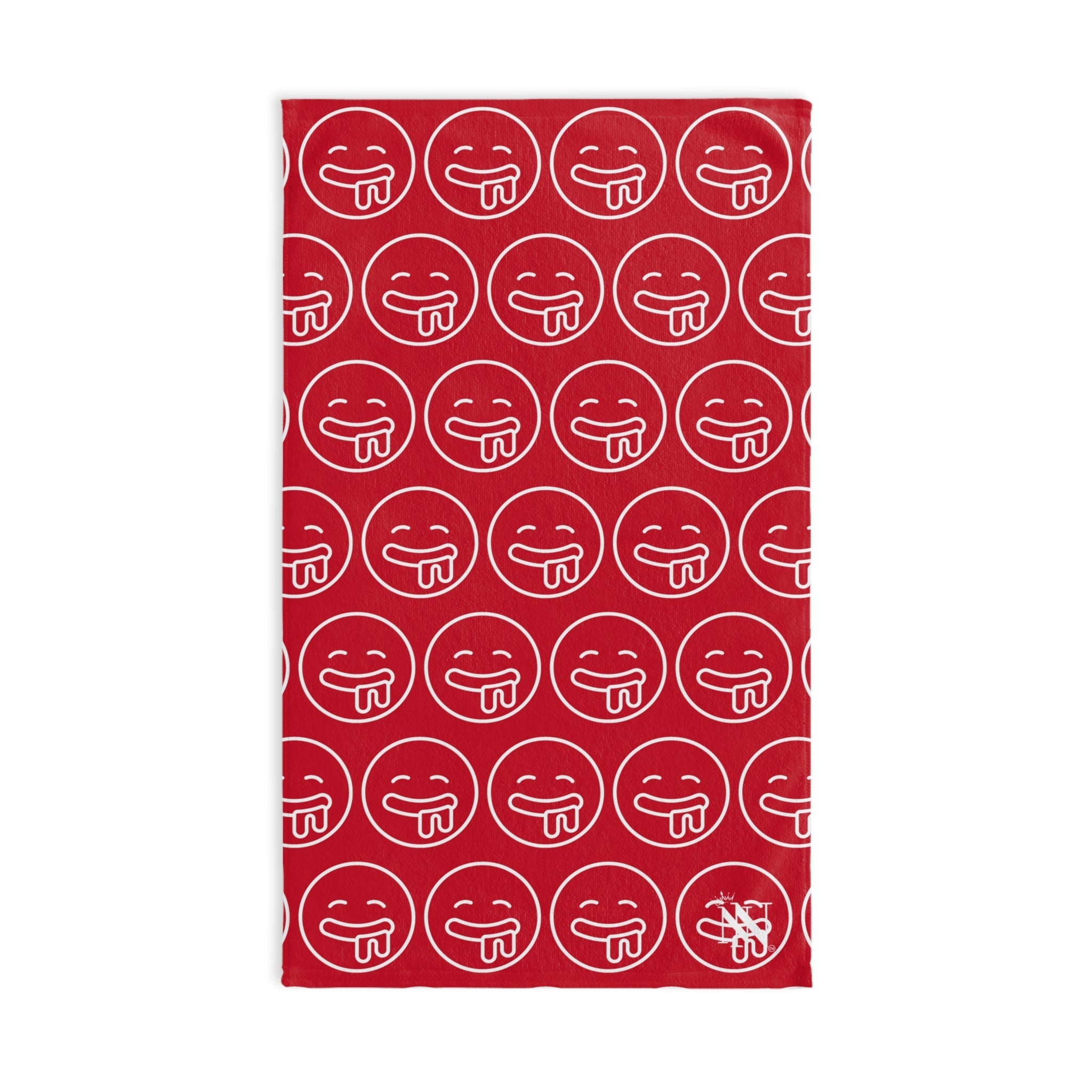 Hungry Drooling Emoji Pattern Red Cum Towel