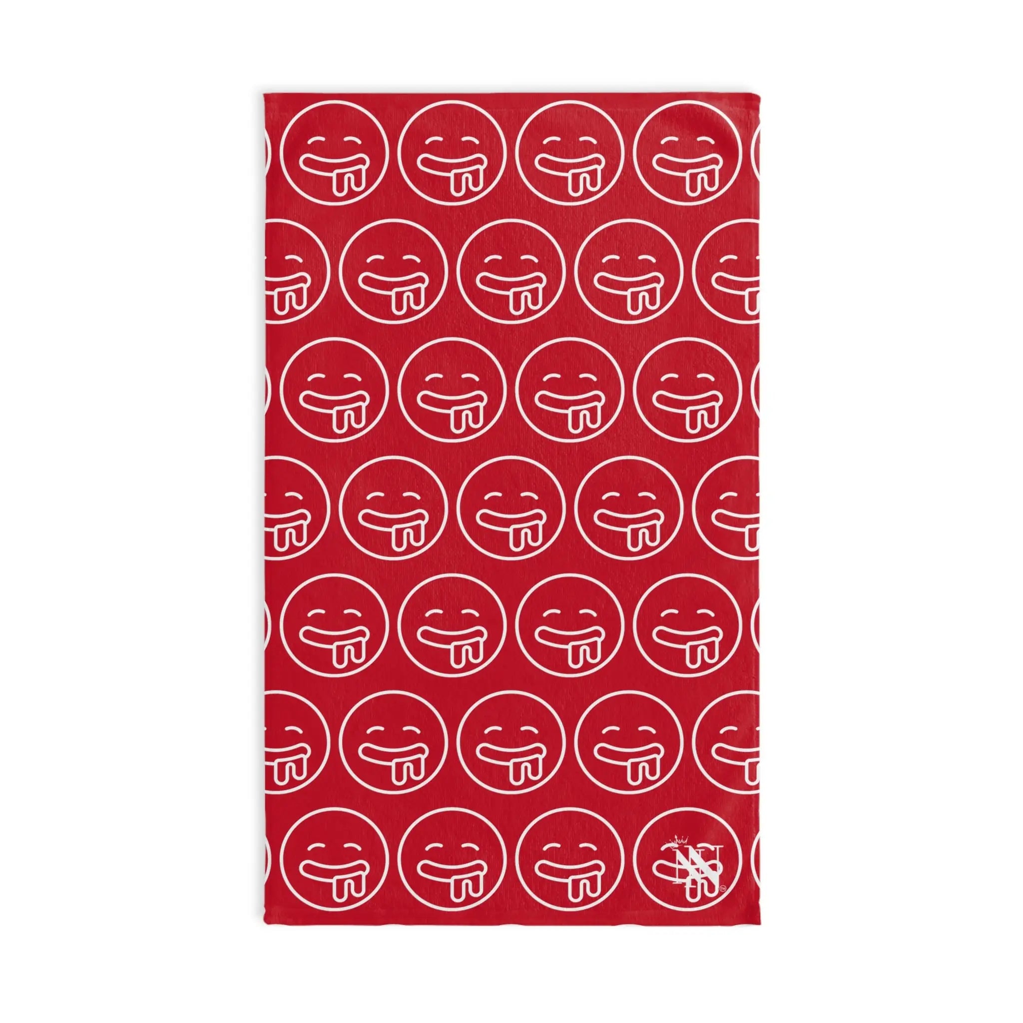 Hungry Drooling Emoji Pattern Red Cum Towel