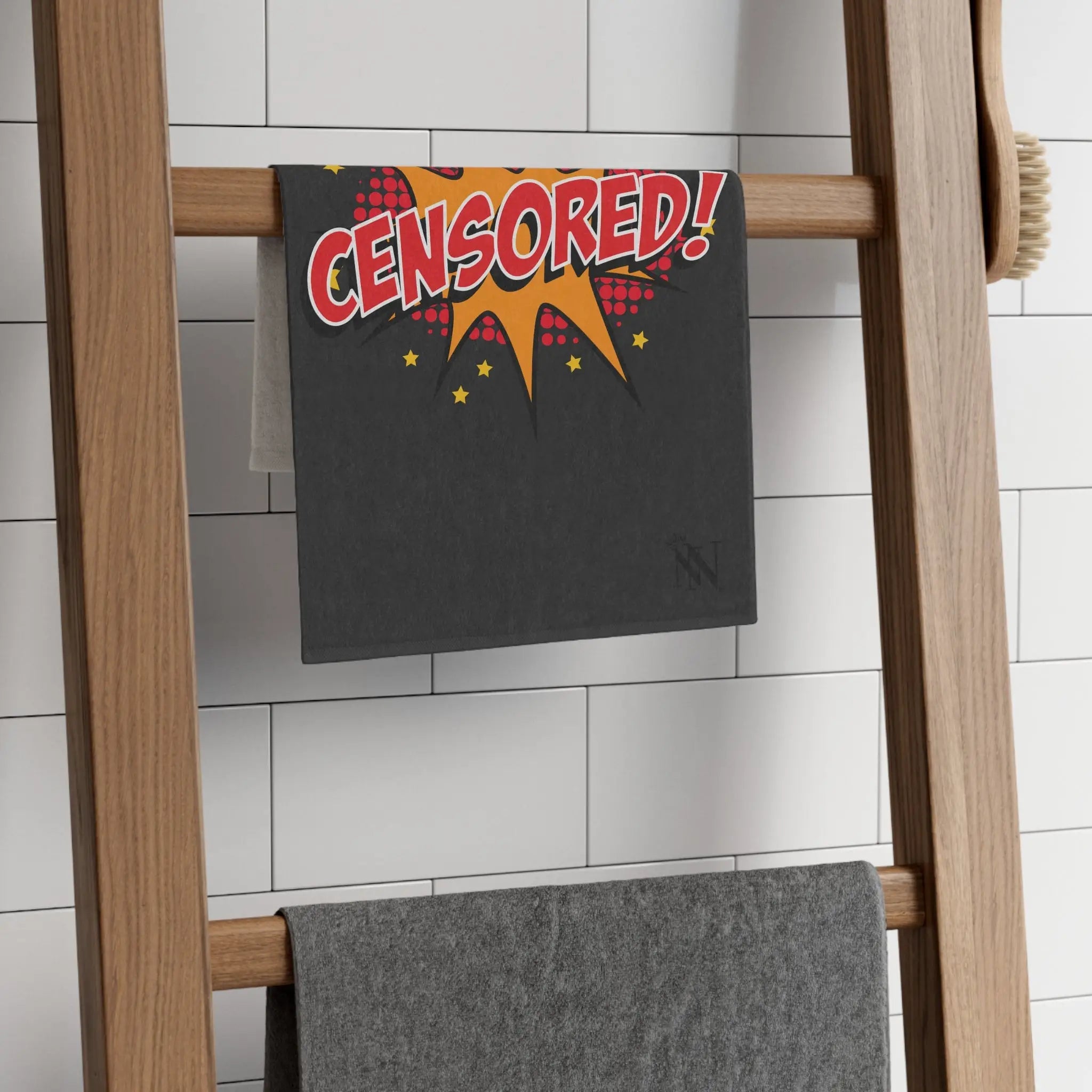 Cartoon Censored Dark Grey | Mix & Match Soft Fun-Flirty Lovers’ Towels