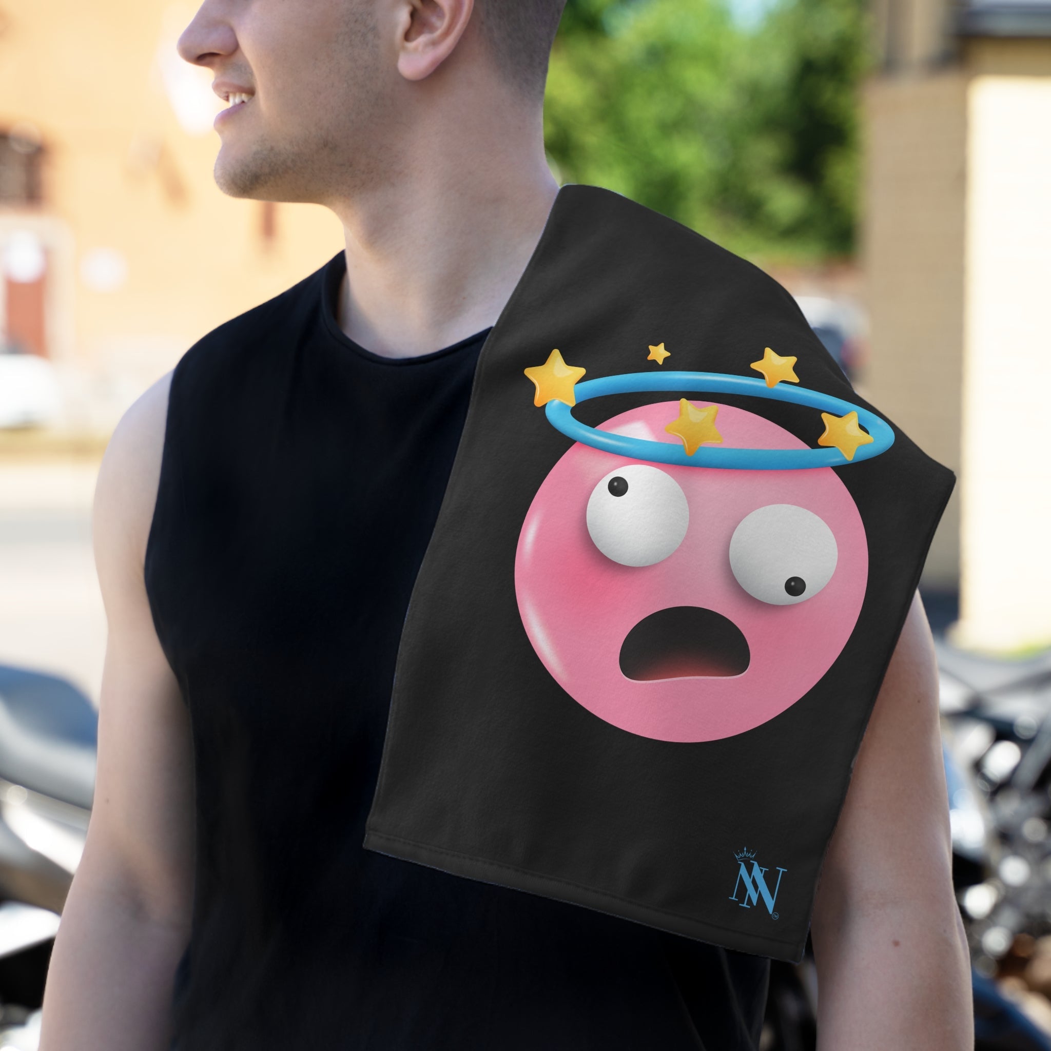 Seeing Stars Emoji Black | Mix & Match Soft Fun-Flirty Lovers’ Towels