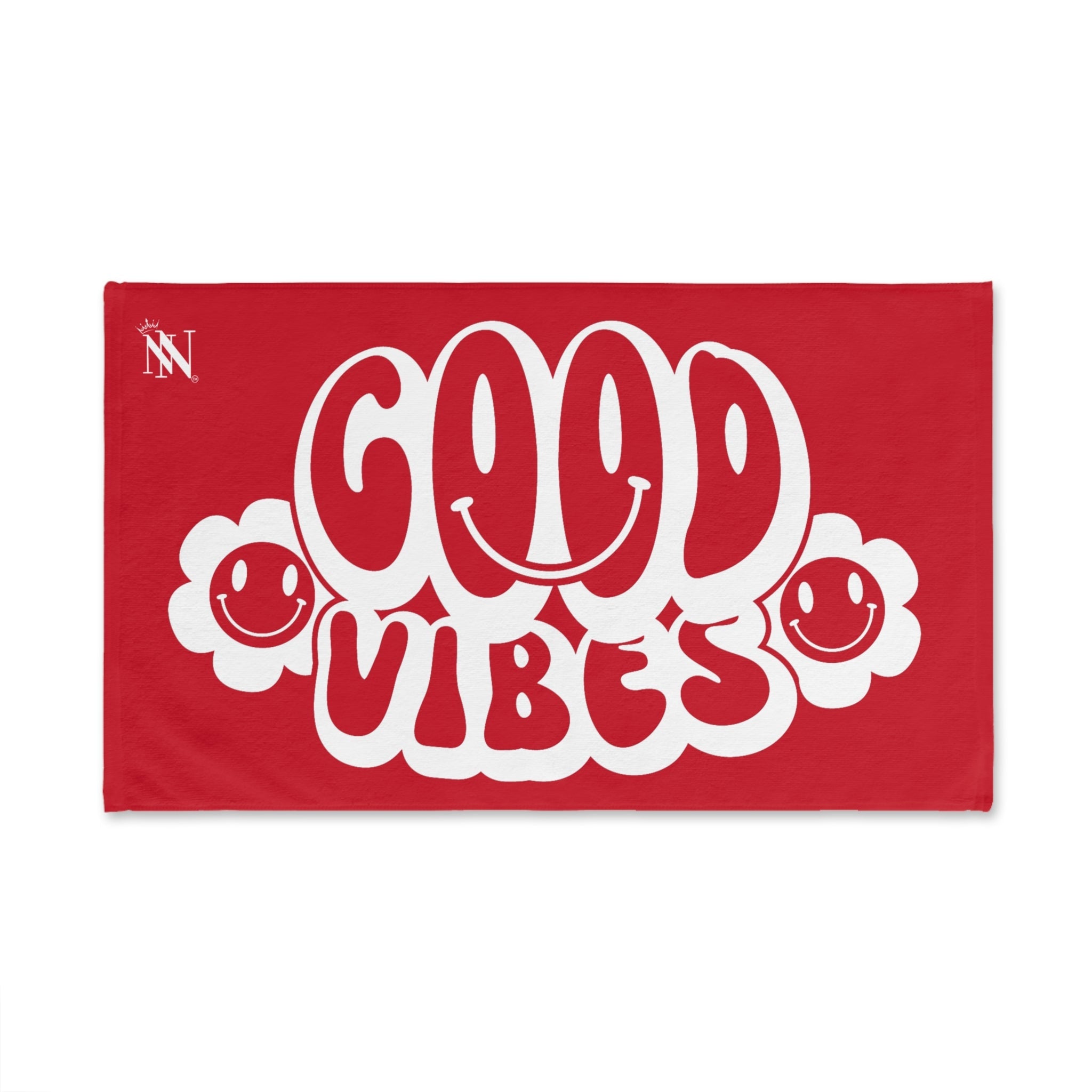 Smiley Happy Face Good Vibes Red | Mix & Match Classic Fun-Flirty Loversâ Towels