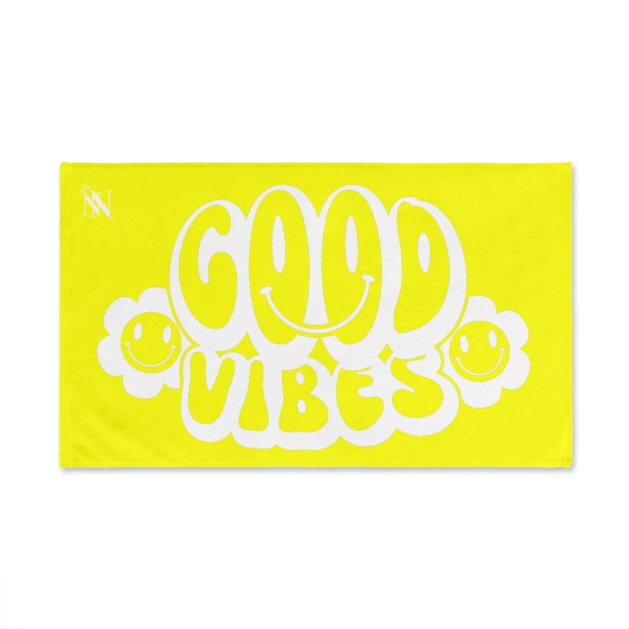 Smiley Happy Face Good Vibes Neon Yellow | Mix & Match Classic Fun-Flirty Lovers’ Towels