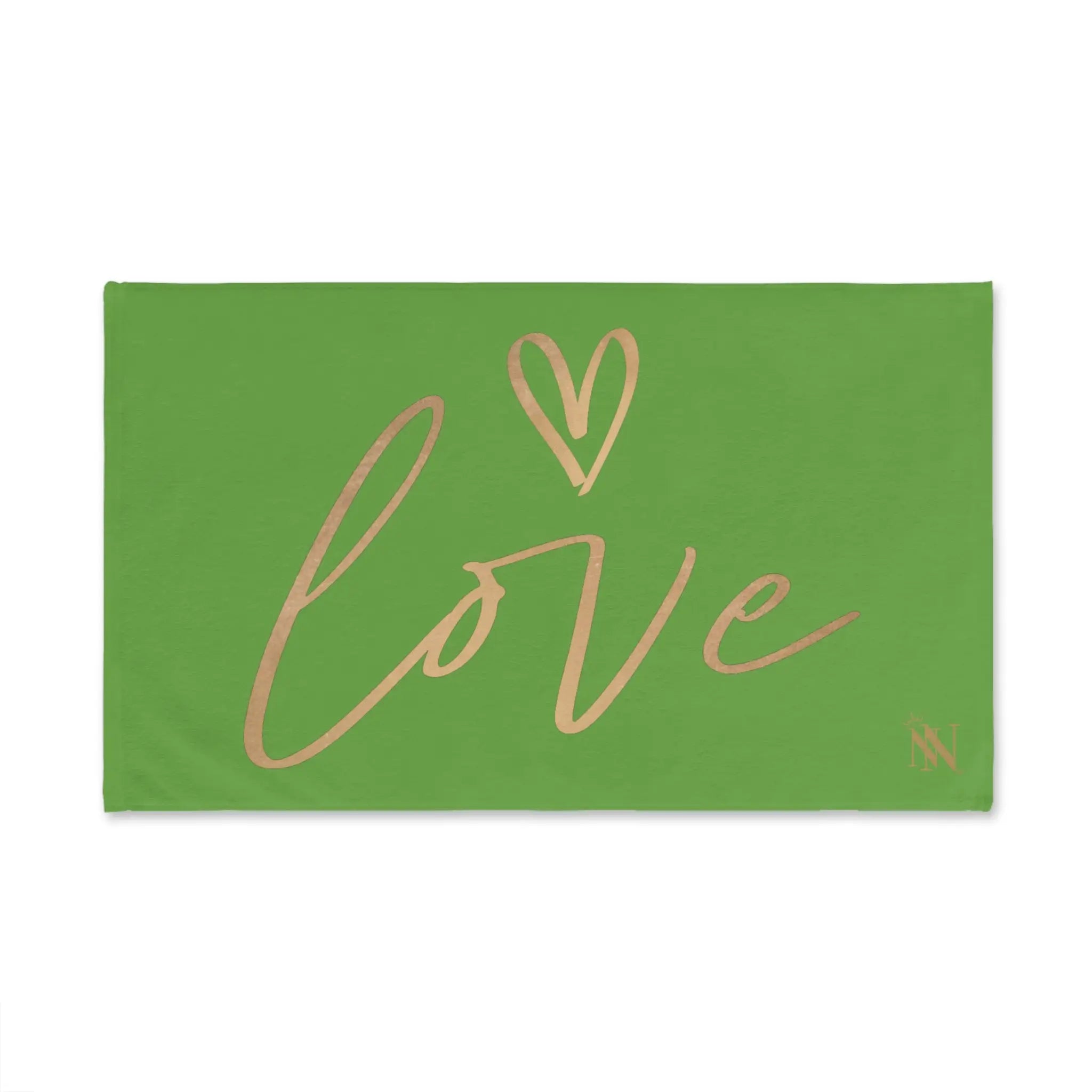 Gold Love Heart Lime Green Cum Towel