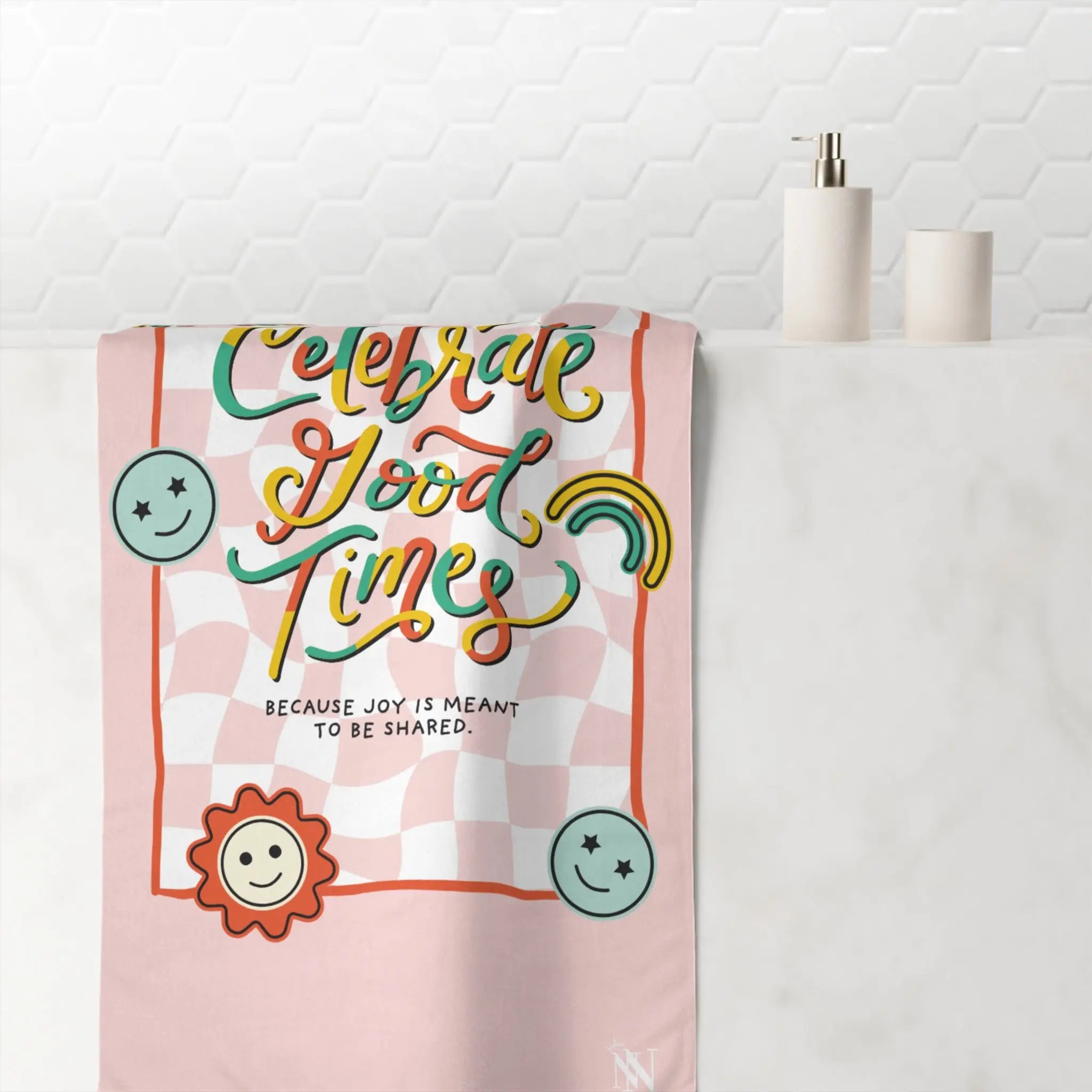 Celebrate Good Times Retro Beach Towel