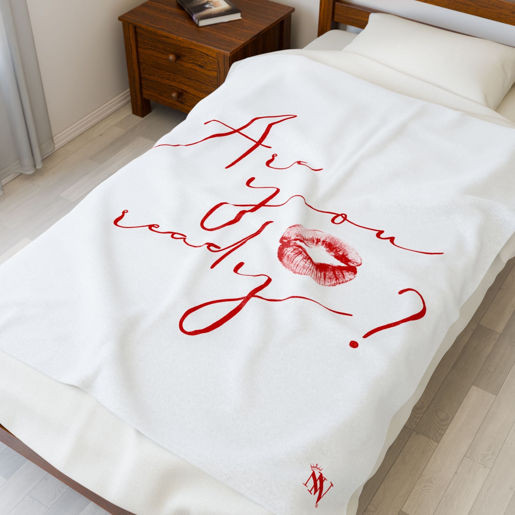Are You Ready? Kiss Mark | Mix & Match Velveteen Fun-Flirty Lovers’ Blankets