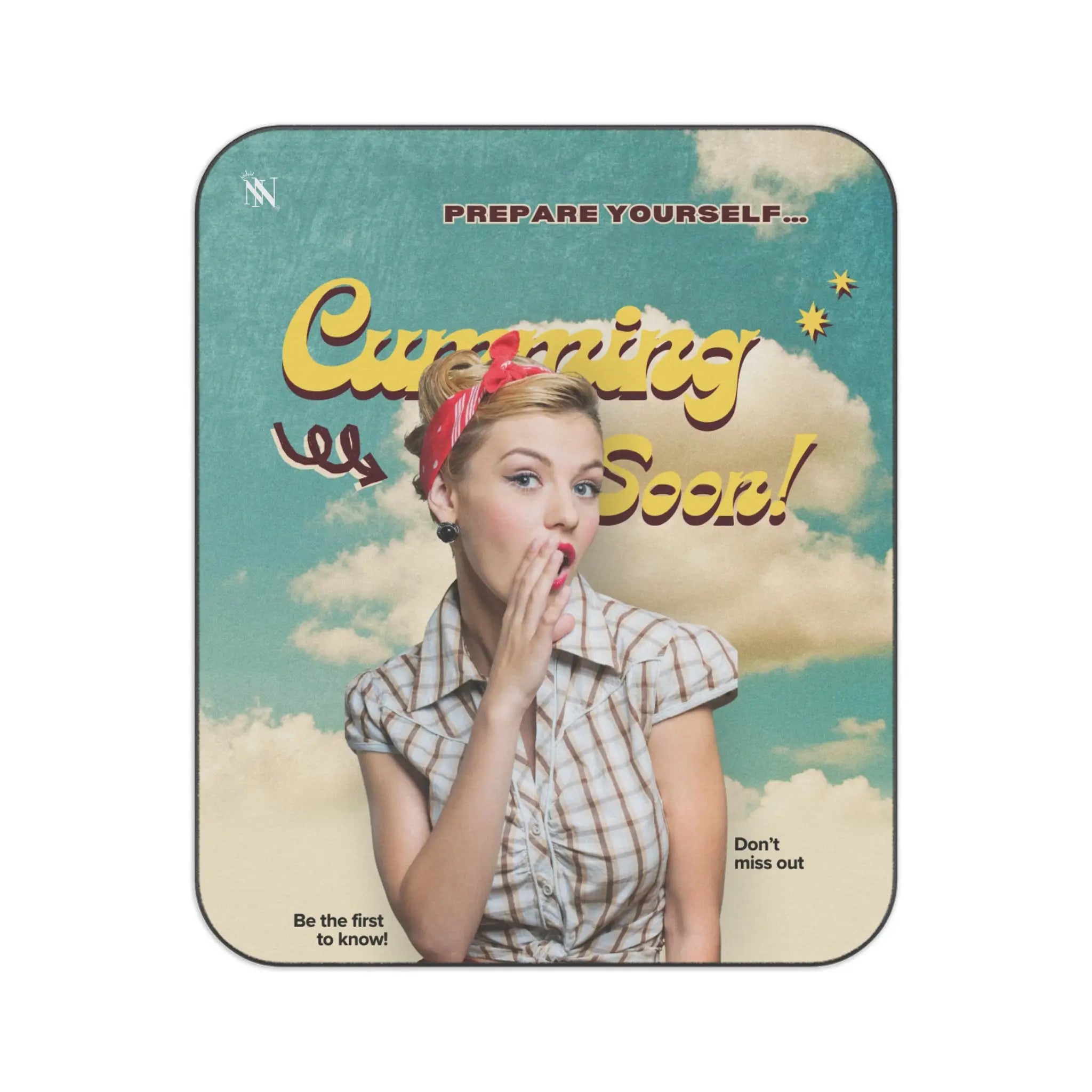 Cumming Soon Vintage Poster | Mix Match Fun-Flirty Lovers’ Water-Resistant Blankets