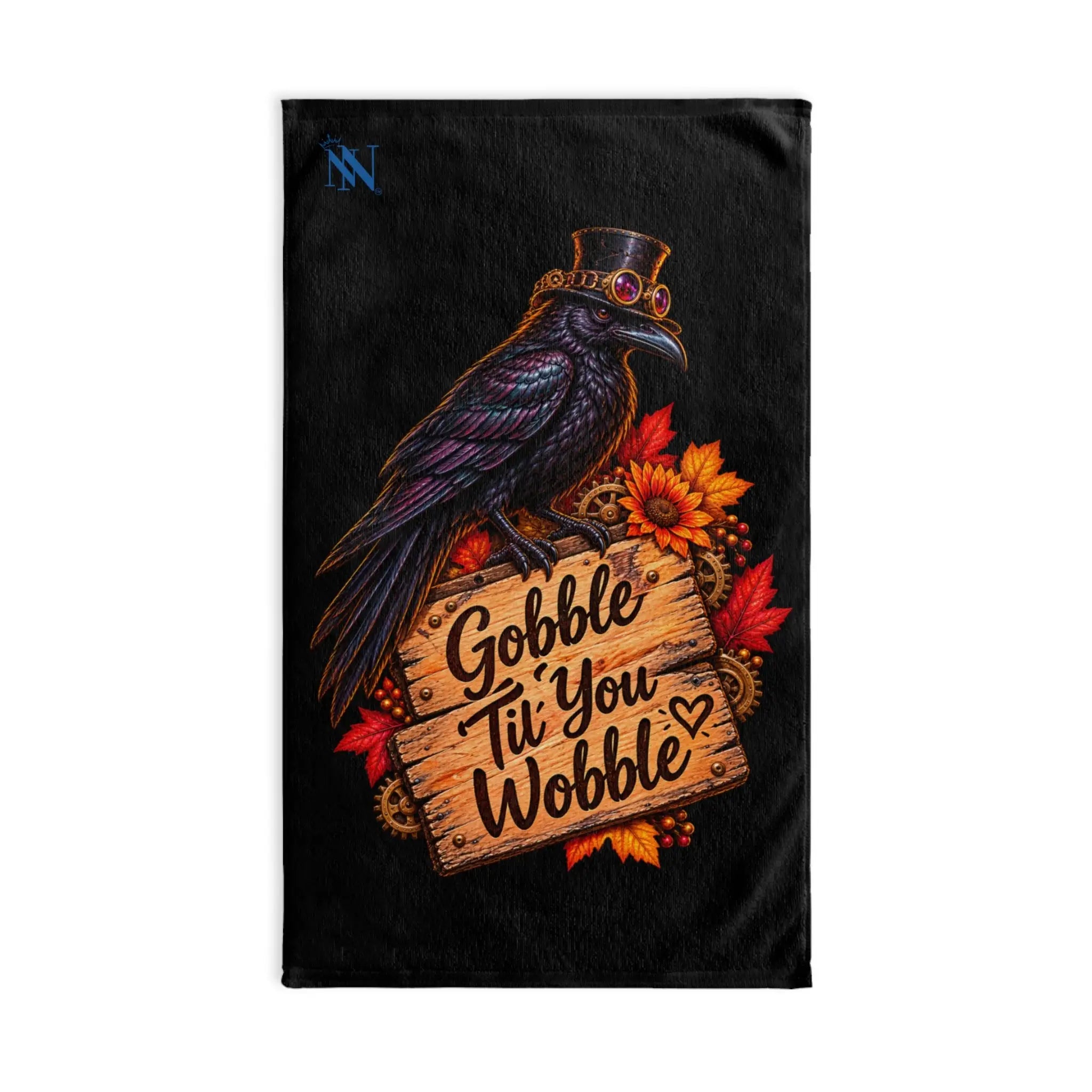 Gobble Til’ You Wobble Crow | Nectar Napkins Classic Fun-Flirty Lovers’ Towels