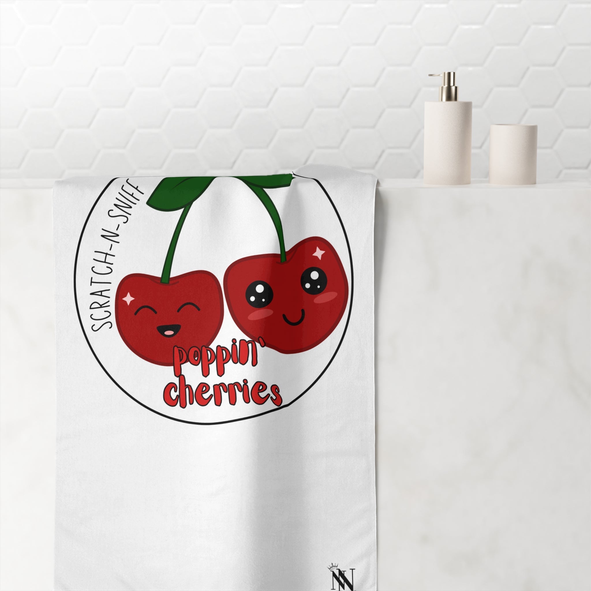 Poppin’ Cherries Scratch N Sniff | Mix & Match Naughty XL Fun-Flirty Lovers’ Towels