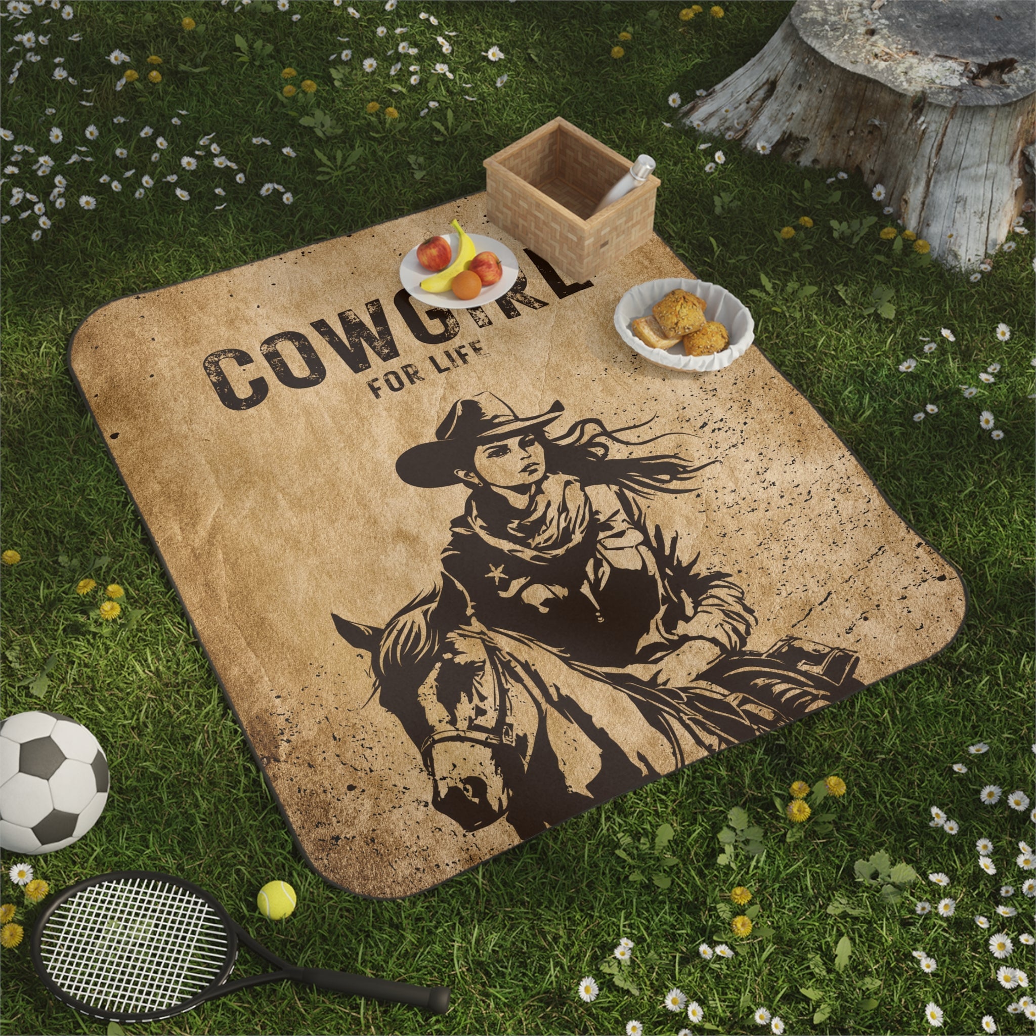 Vintage Cowgirl for Life Poster | Mix Match Fun-Flirty Lovers’ Water-Resistant Blankets