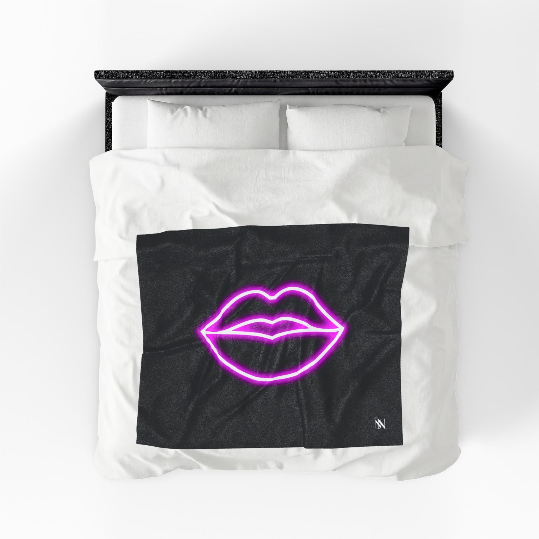 Her Lips Neon Romantic Gifts Silky Soft Love Blanket
