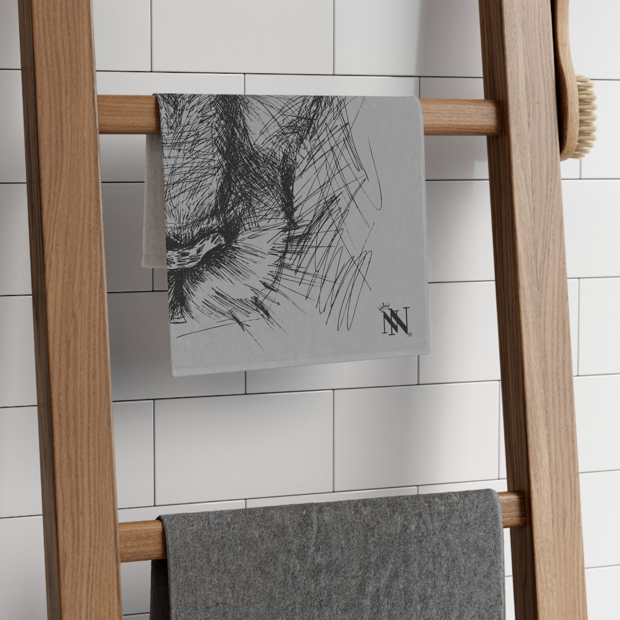 Fierce Cat Light Grey | Mix & Match Soft Fun-Flirty Lovers’ Towels