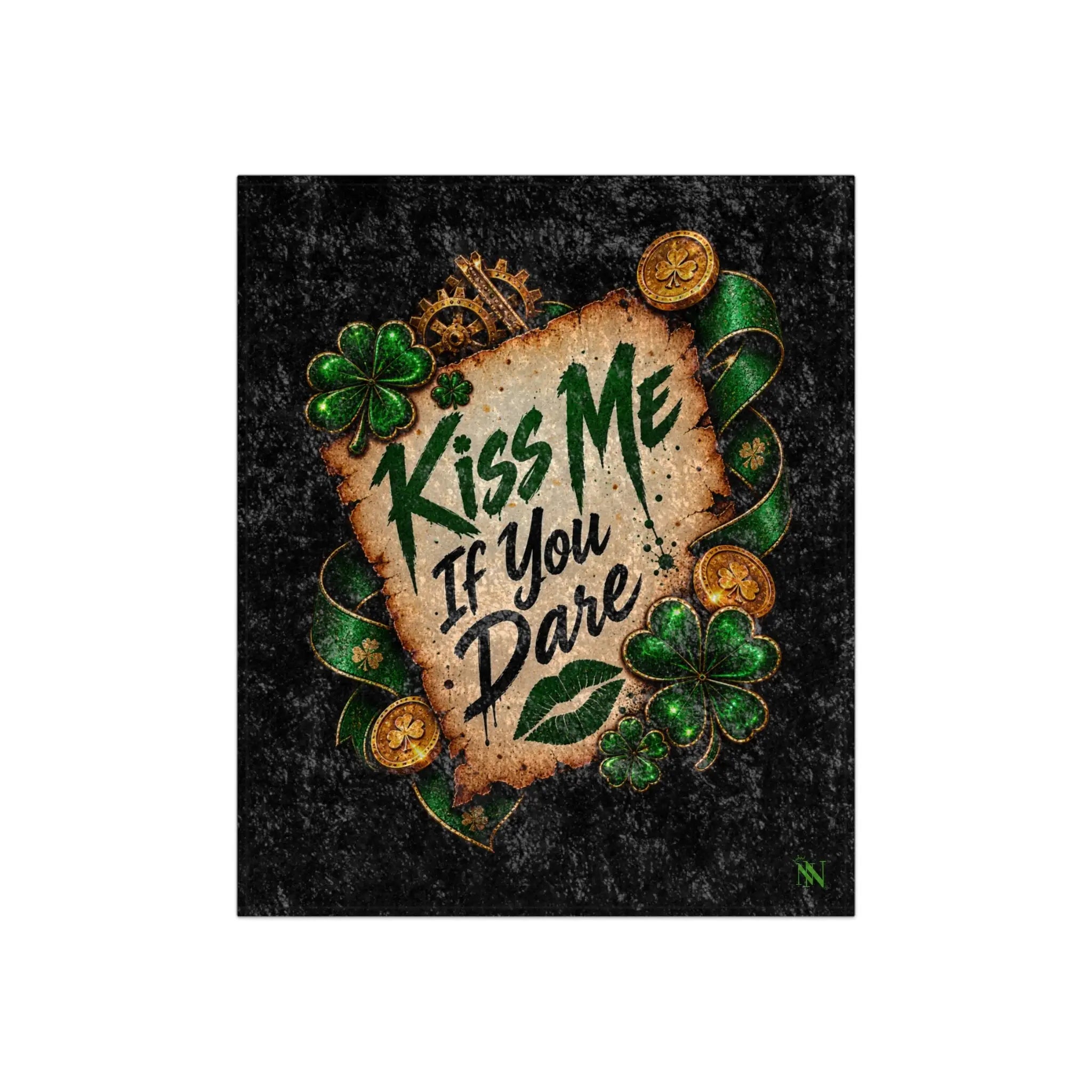 Kiss Me If You Dare Irish Love Crushed Velvet Blanket