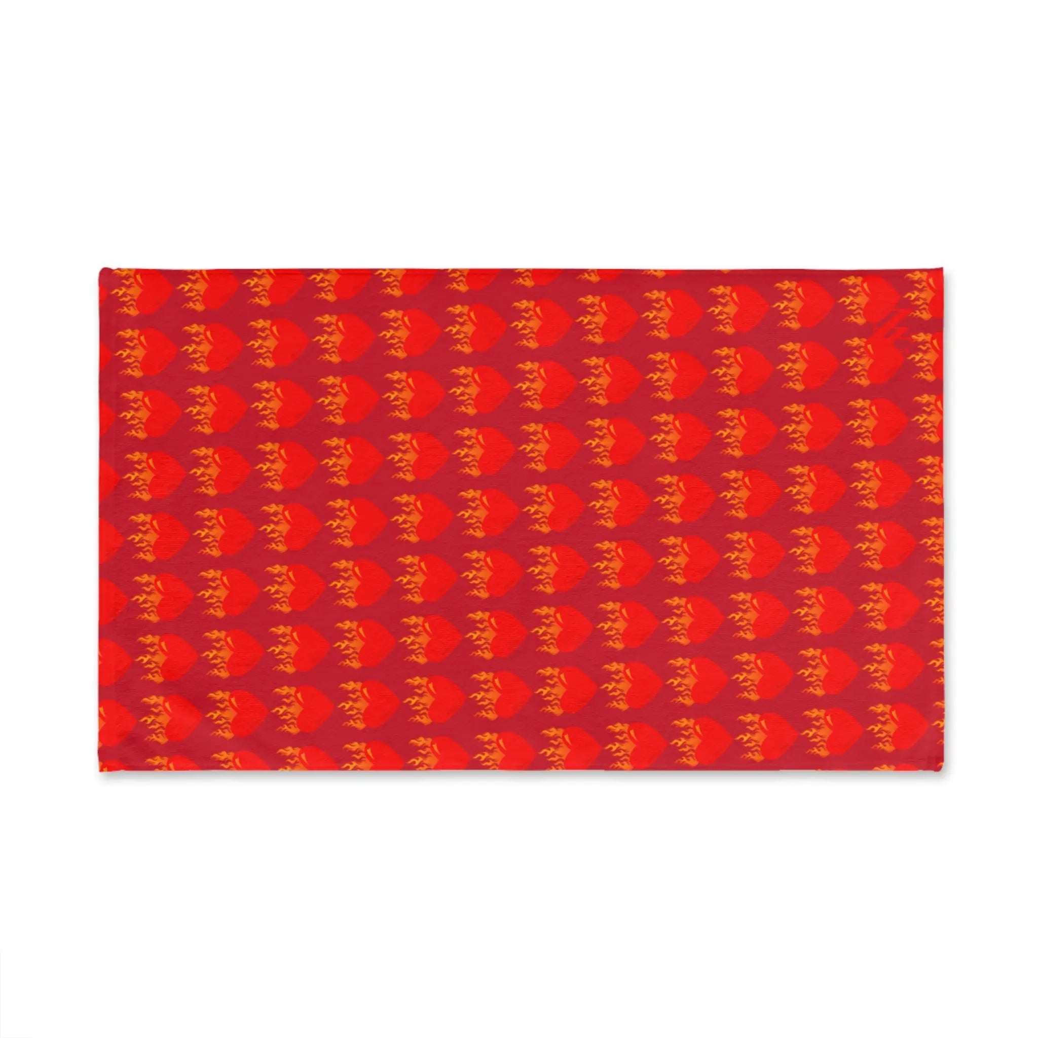 Red Flaming Heart Red Print Cum Towel
