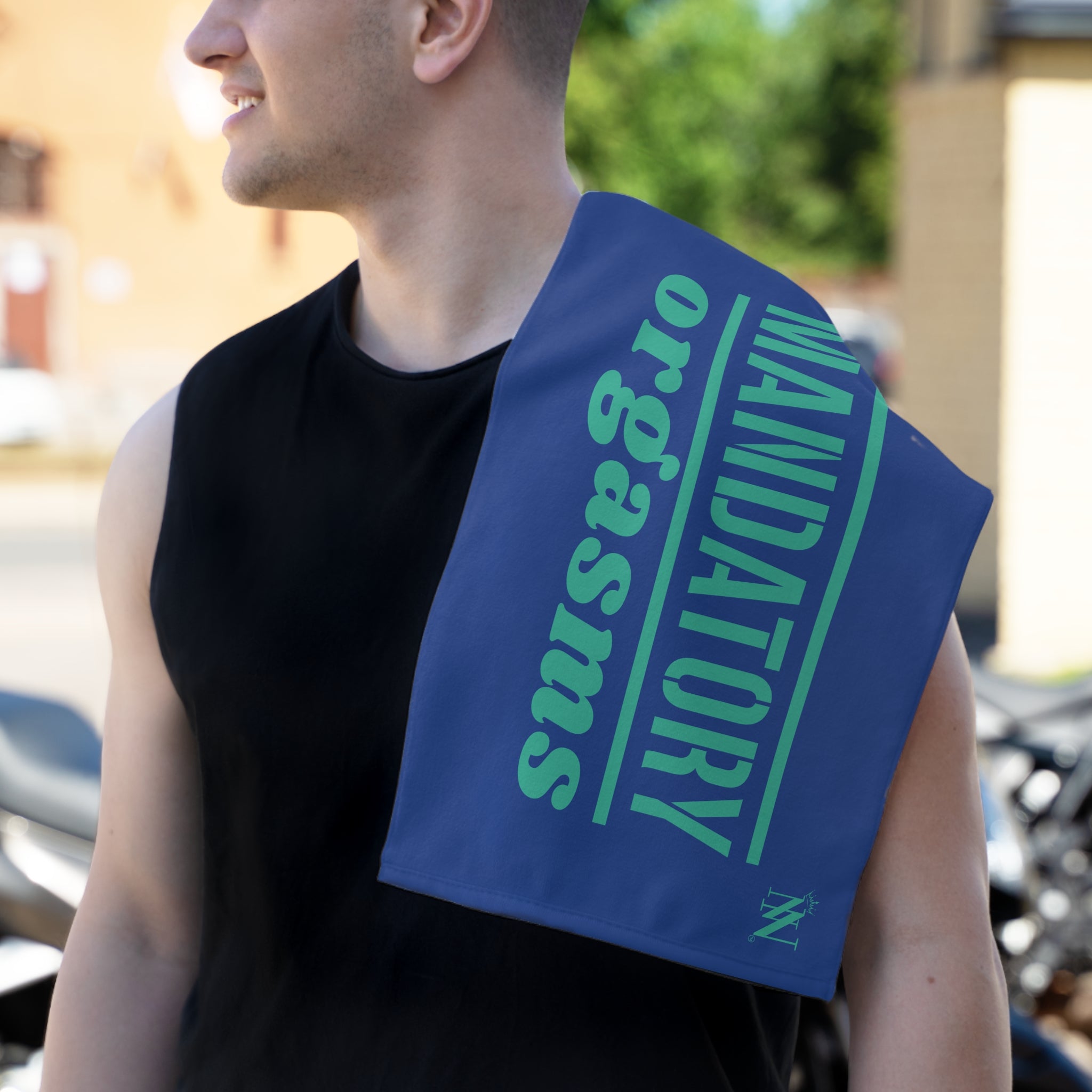 Mandatory Orgasms Blue | Mix & Match Soft Fun-Flirty Lovers’ Towels