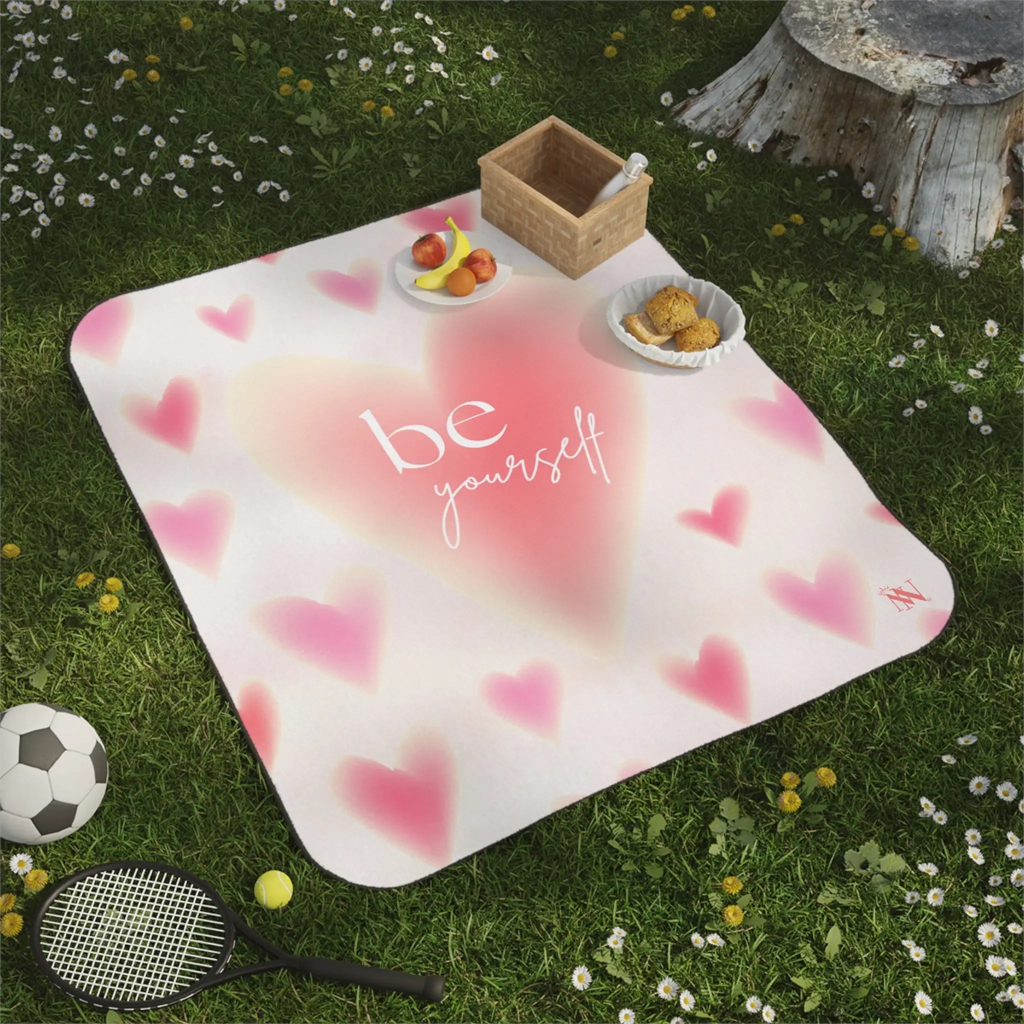 Be Yourself Heart Pattern Travel-Friendly Water-Resistant Sex Blanket
