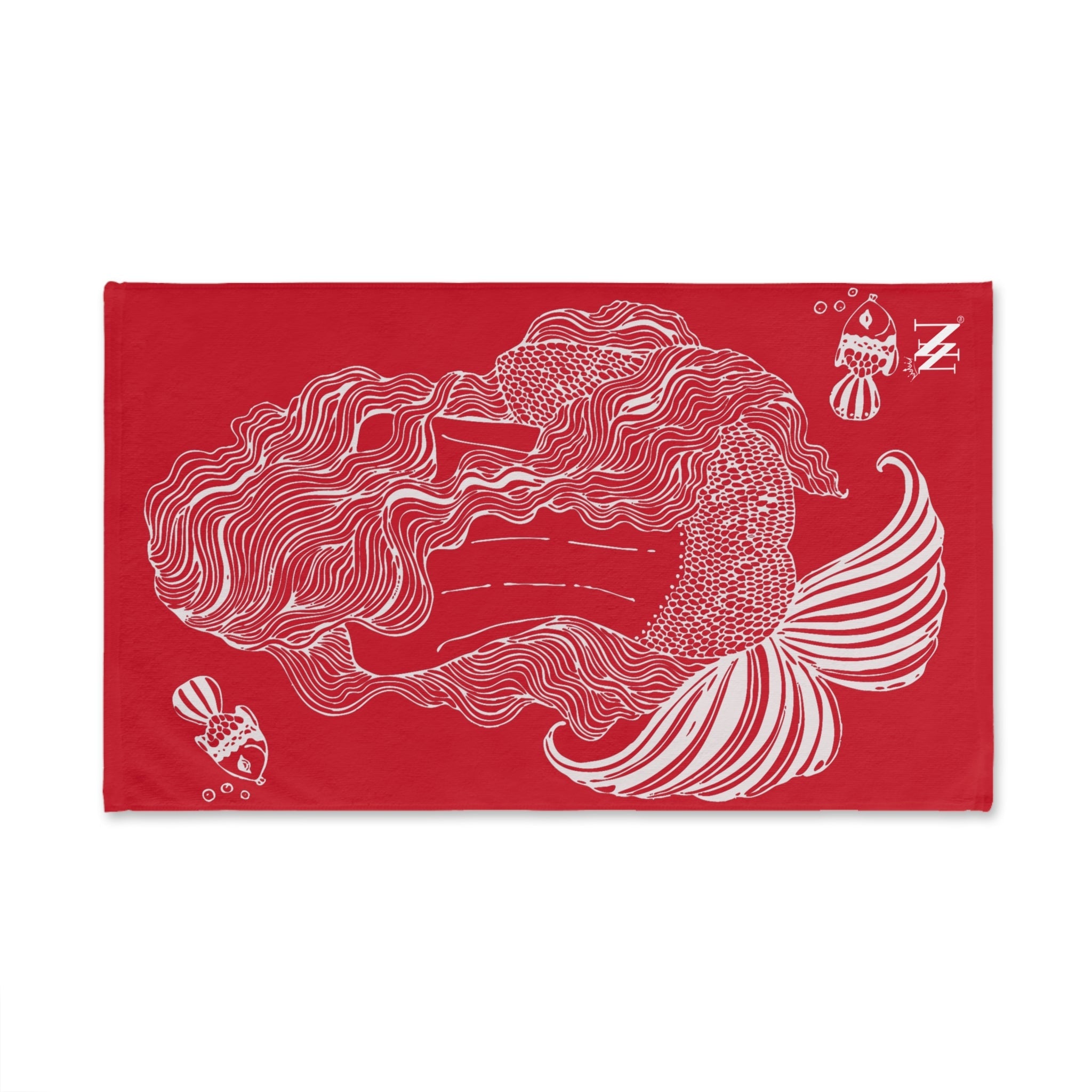 Mermaid Sitting Her Back Turned Red Cum Towel
