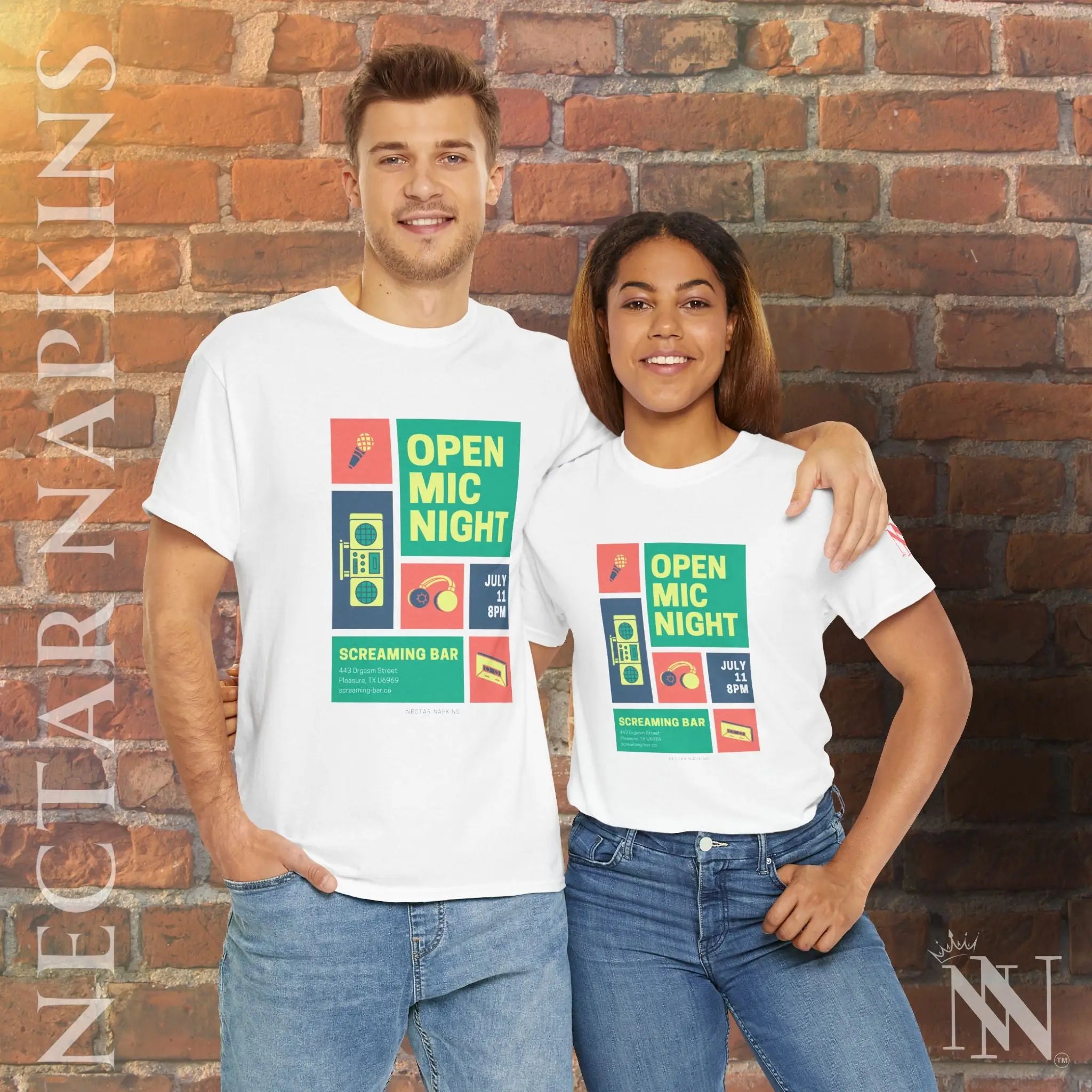 Open Mic Night | Mix & Match Cotton Unisex Fun-Flirty Loversโ T-Shirts