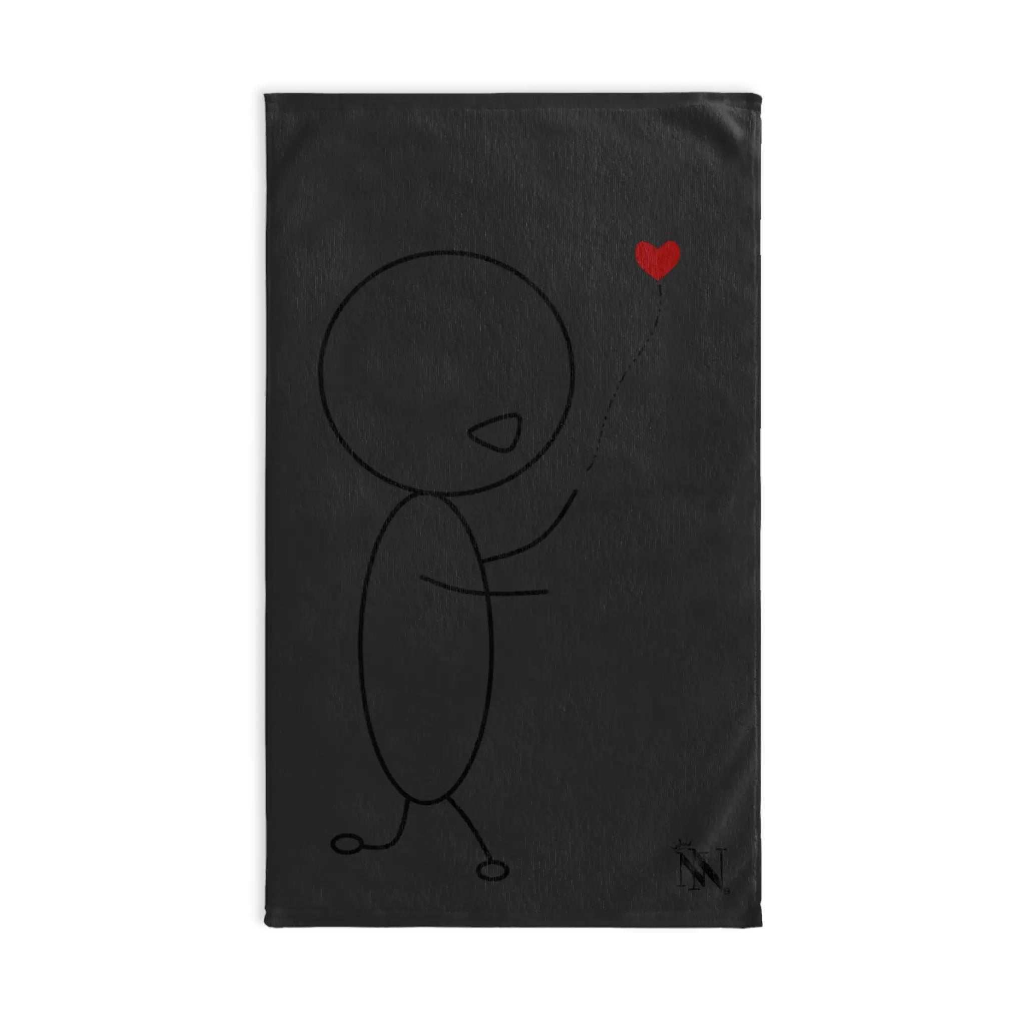 Stick Man Heart Balloon Dark Grey Cum Towel