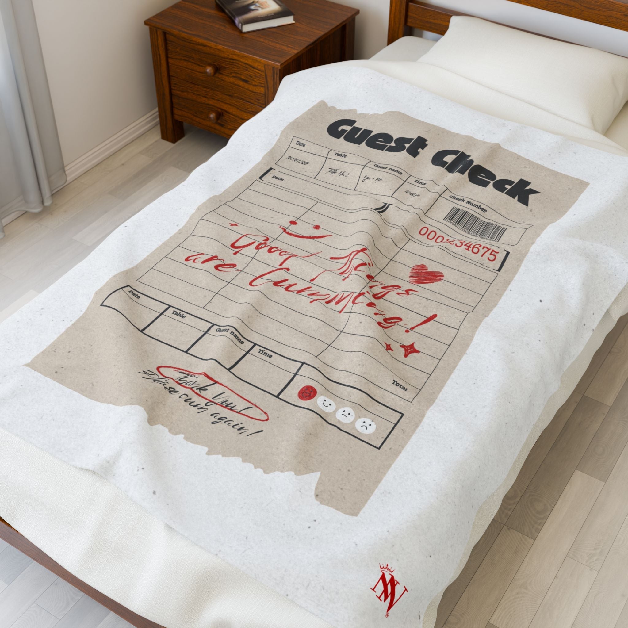 Good Things Are Cumming! Vintage Guest Check | Mix & Match Velveteen Fun-Flirty Lovers’ Blankets