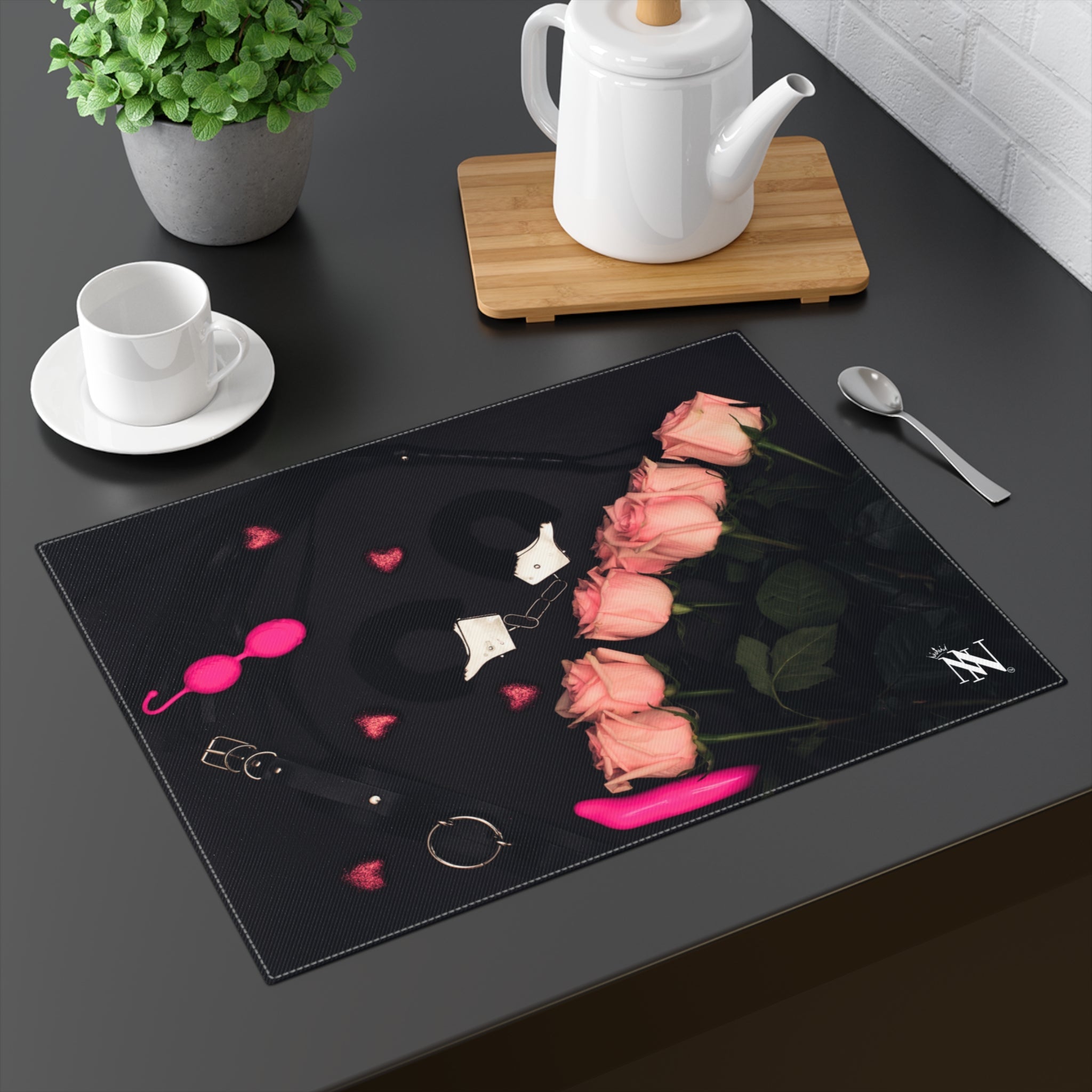 Furry Hand Cuffs & Roses Photograph | Mix & Match XL Fun-Flirty Lovers’ Towelst