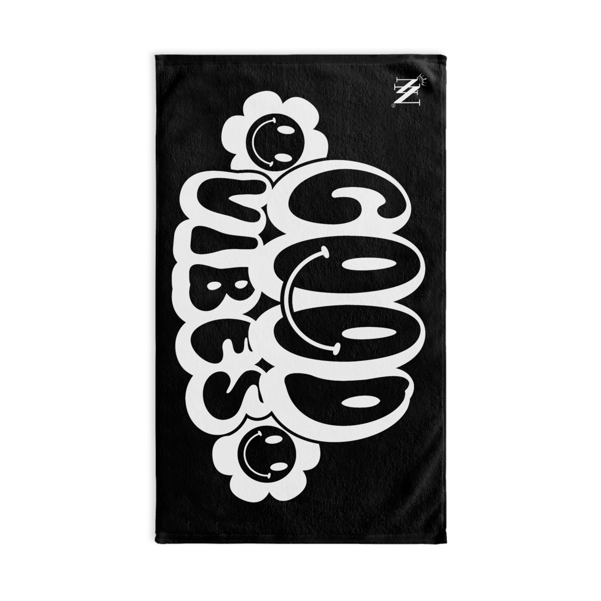 Smiley Happy Face Good Vibes Black Cum Towel