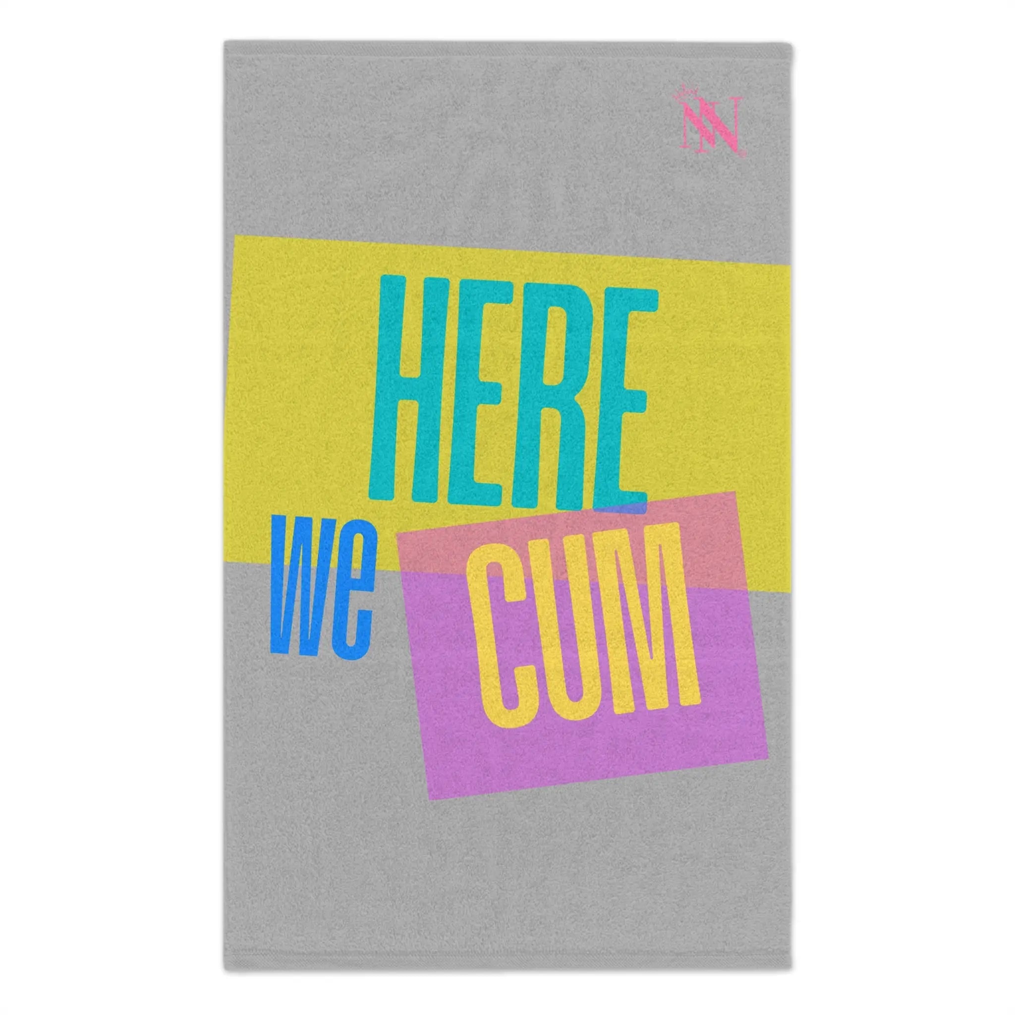 Here We Cum Light Grey | Mix & Match Soft Fun-Flirty Lovers’ Towels