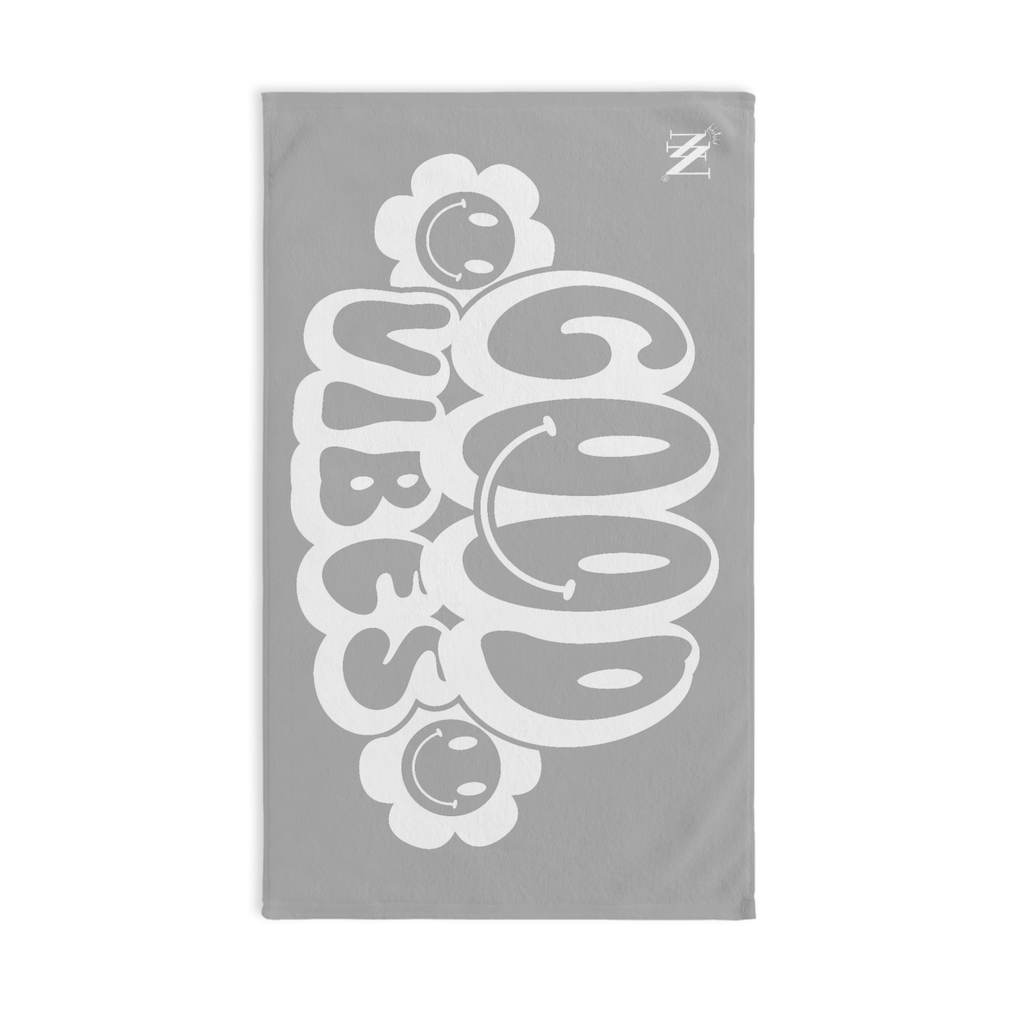 Smiley Happy Face Good Vibes Light Grey | Mix & Match Classic Fun-Flirty Loversâ Towels