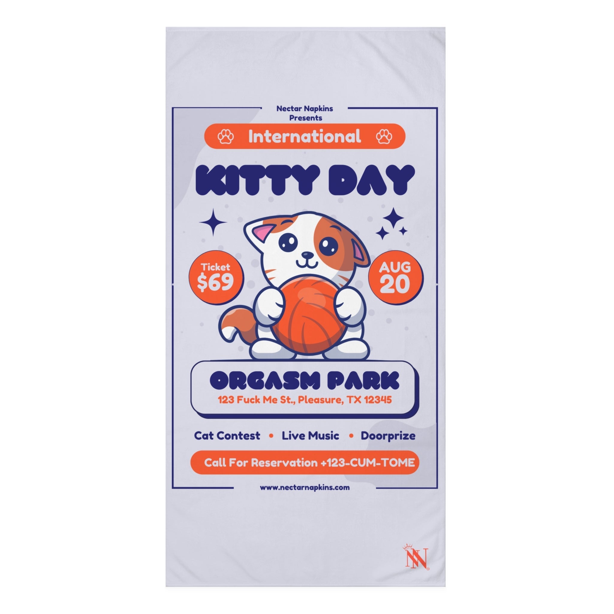 International Kitty Day Fun XL Cum Towel | Big Bold & Sexy Stylish