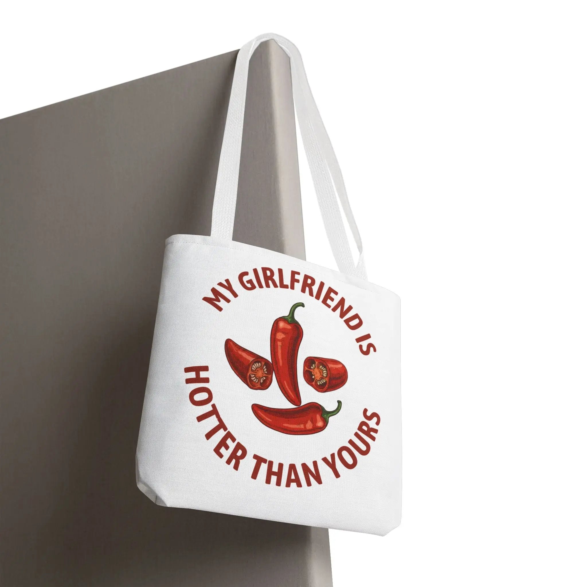 My Girlfriend is Hotter Than Yours Pepper | Mix & Match Fun-Flirty Lovers’ Totes