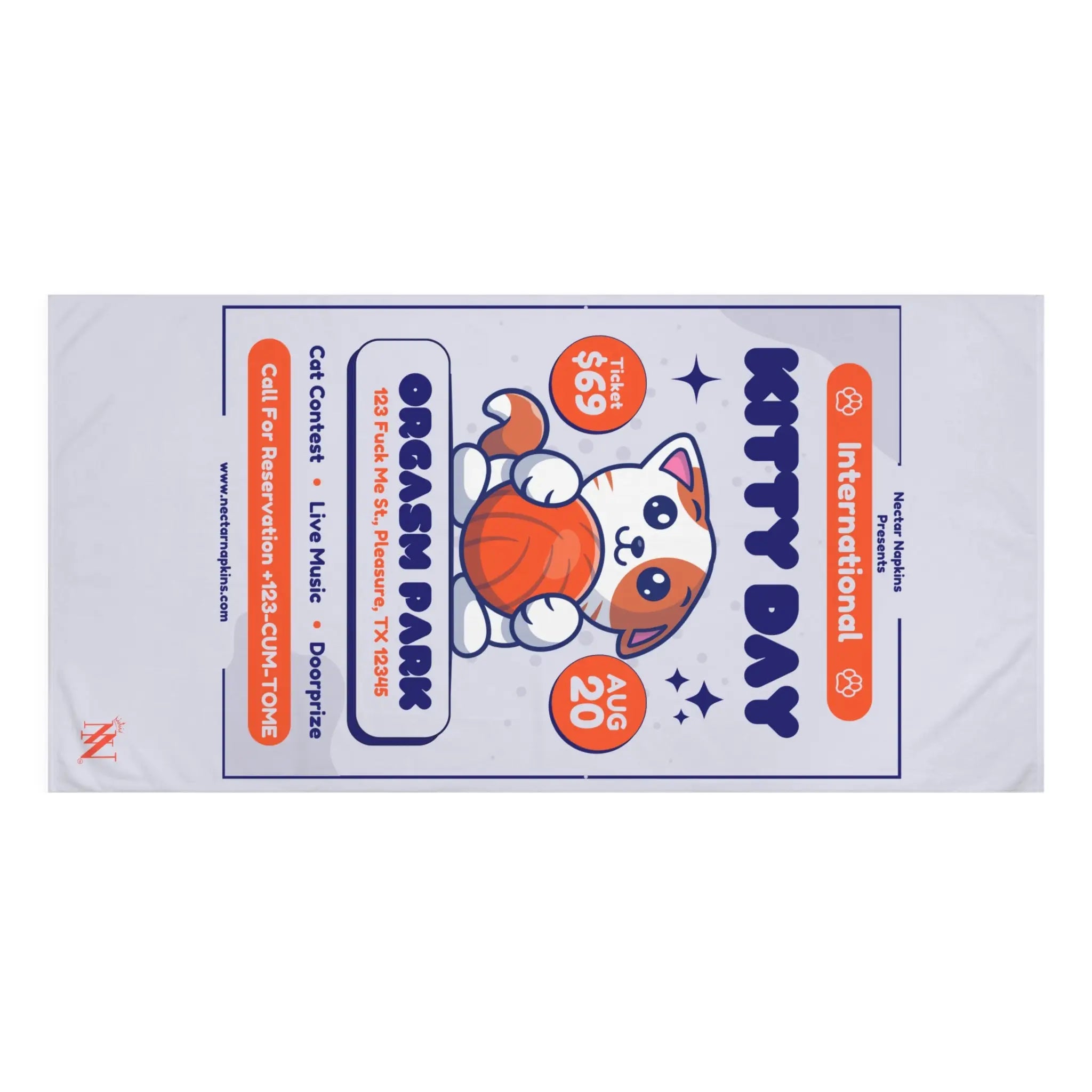 International Kitty Day Fun XL Cum Towel | Big Bold & Sexy Stylish