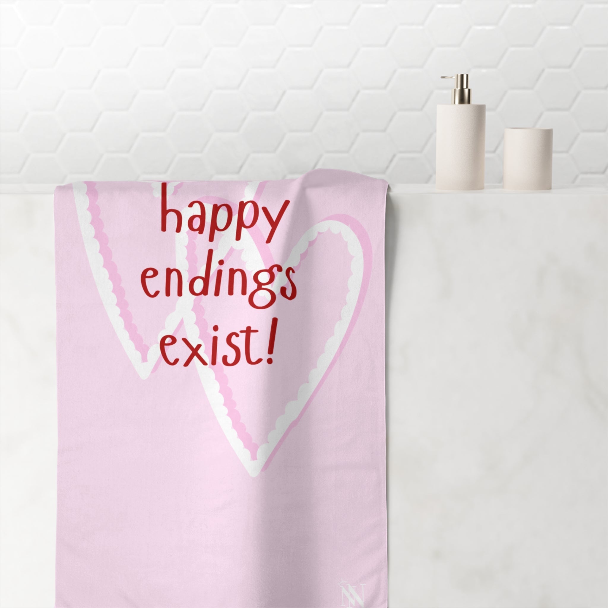 Happy Endings Exist! Two Hearts | Mix & Match XL Fun-Flirty Lovers’ Towels