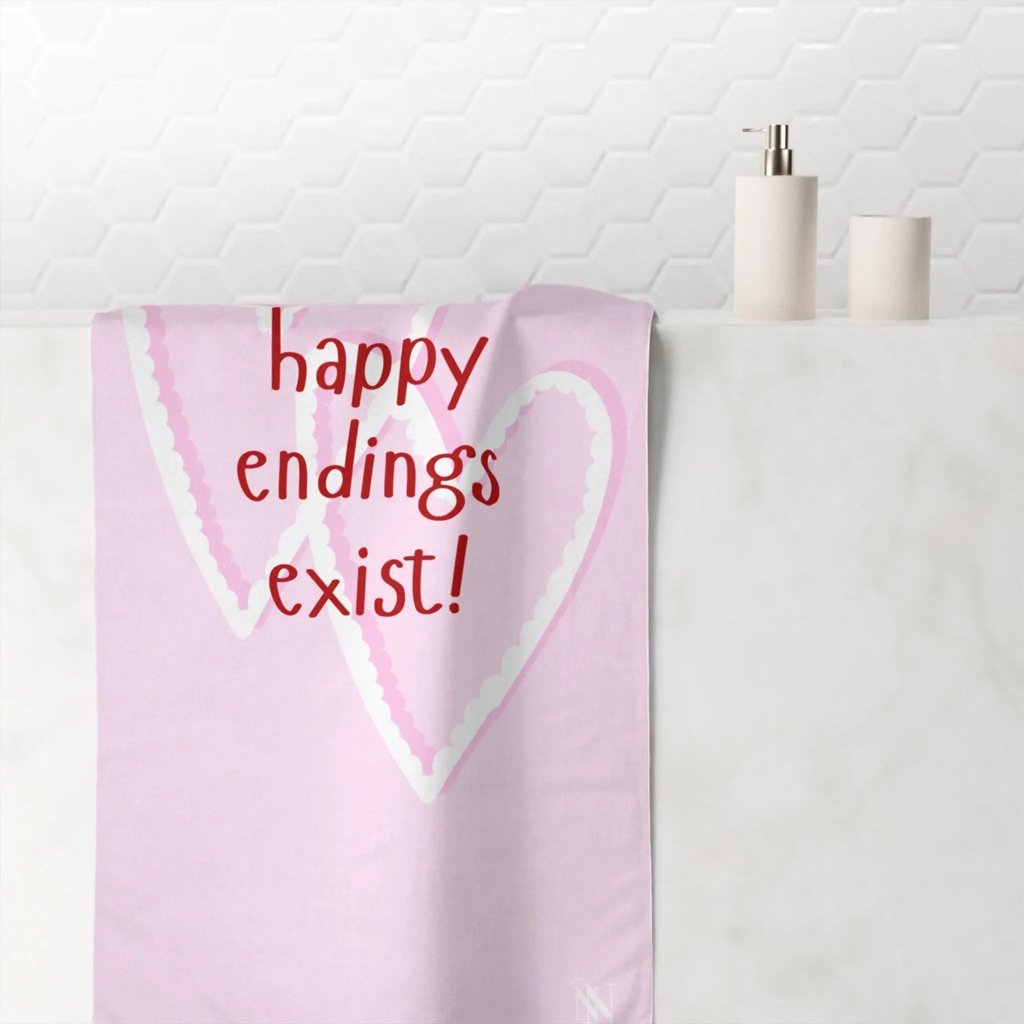 Happy Endings Exist! Two Hearts | Mix & Match XL Fun-Flirty Lovers’ Towels