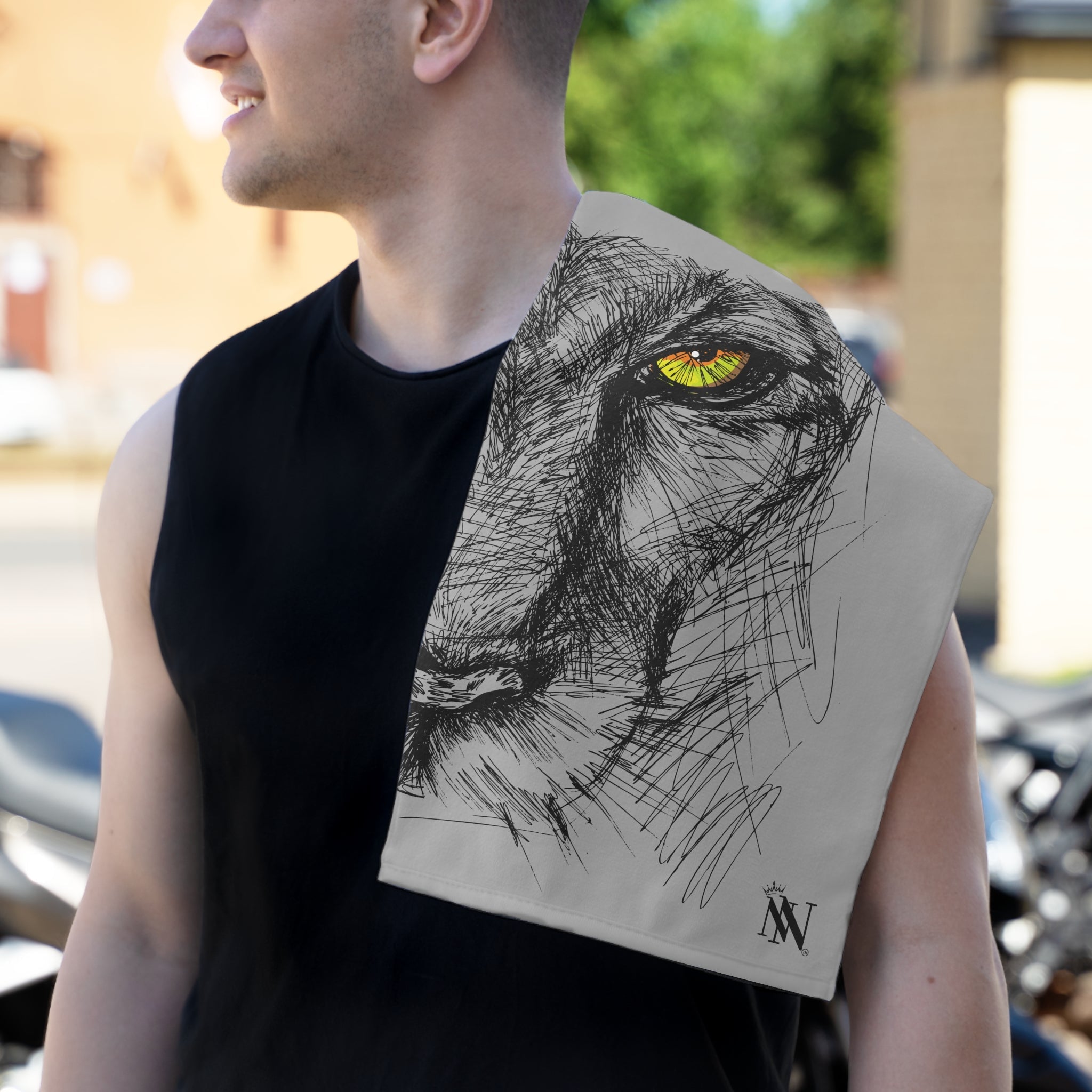 Fierce Cat Light Grey | Mix & Match Soft Fun-Flirty Lovers’ Towels