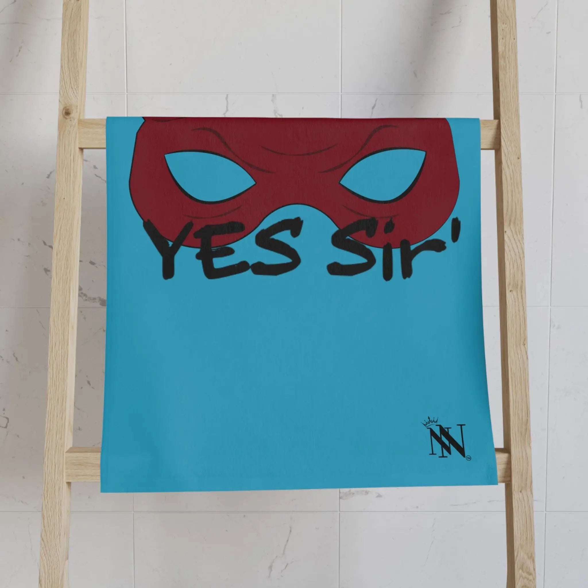 Yes Sir’ Red Mask Horns Teal | Mix & Match Classic Fun-Flirty Lovers’ Towels