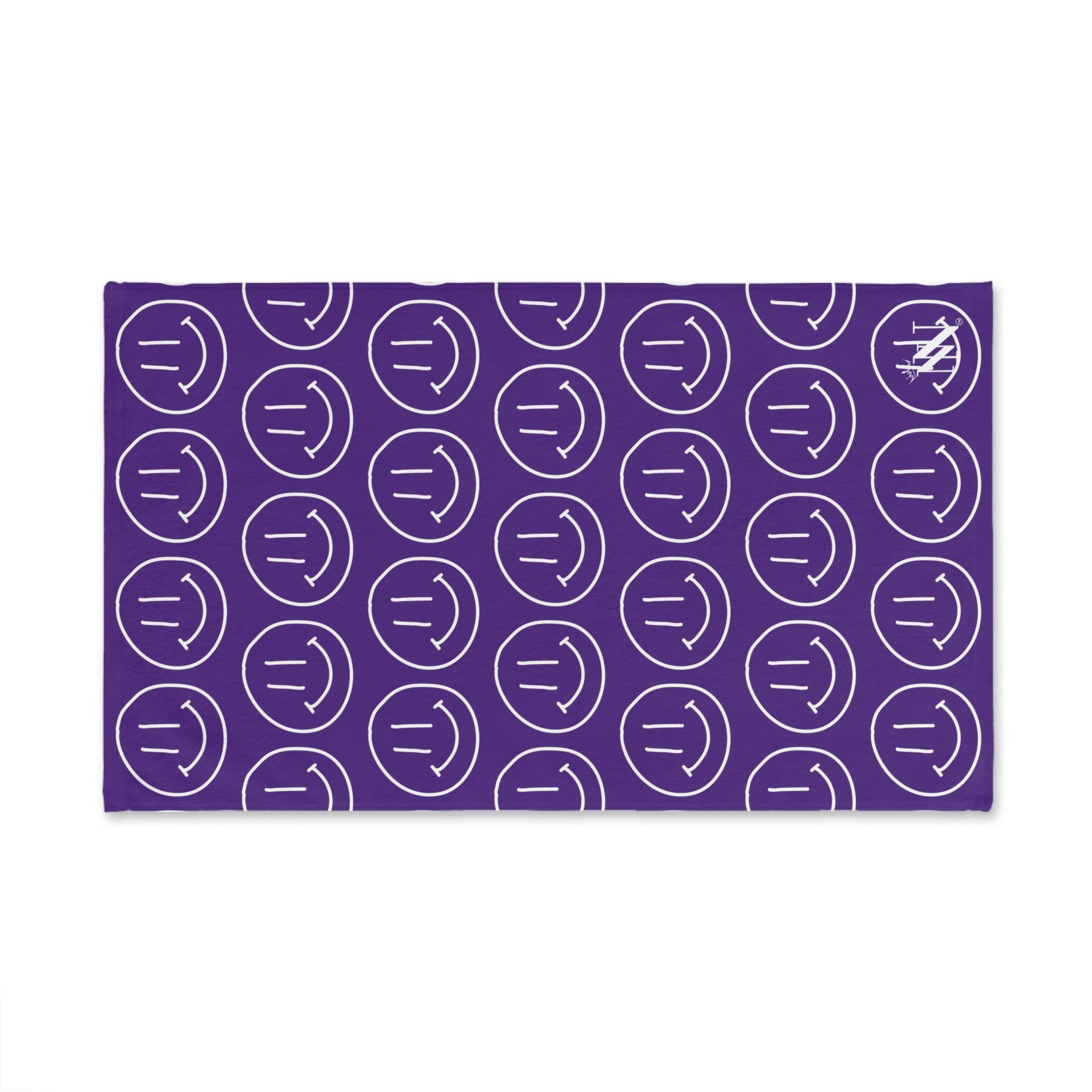 Happy Smiling Emoji Pattern Purple Cum Towel