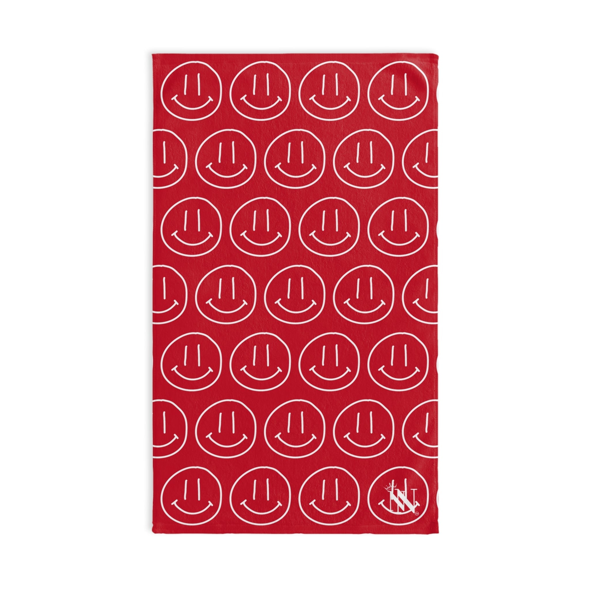 Happy Smiling Emoji Pattern Red Cum Towel