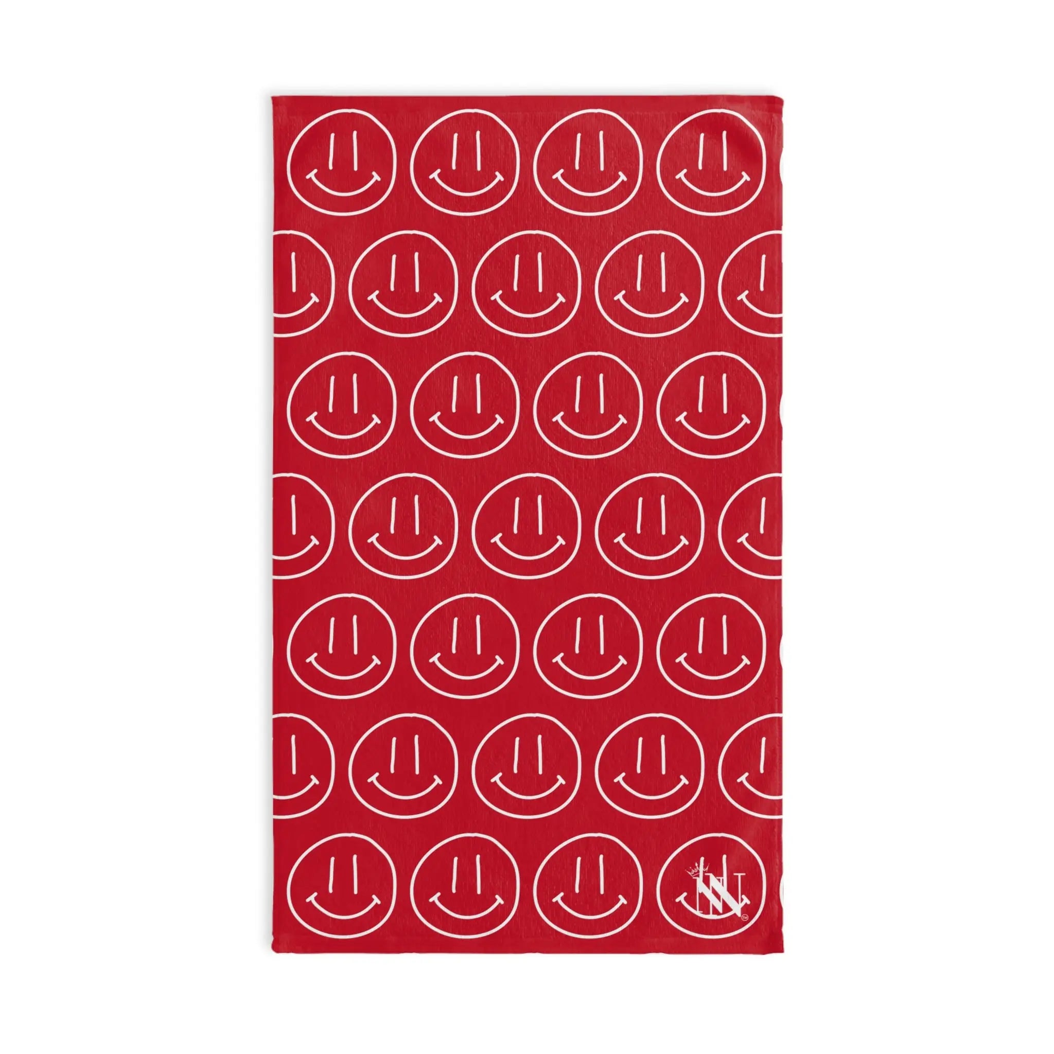 Happy Smiling Emoji Pattern Red Cum Towel