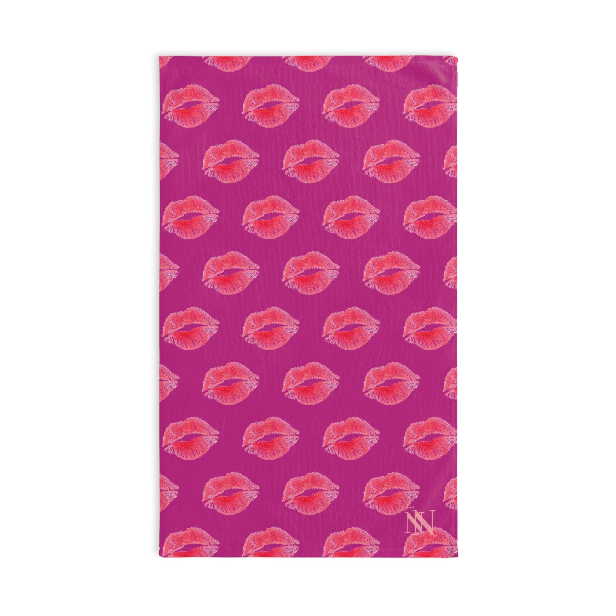 Lips Kiss Mark Pattern Hot Pink Cum Towel