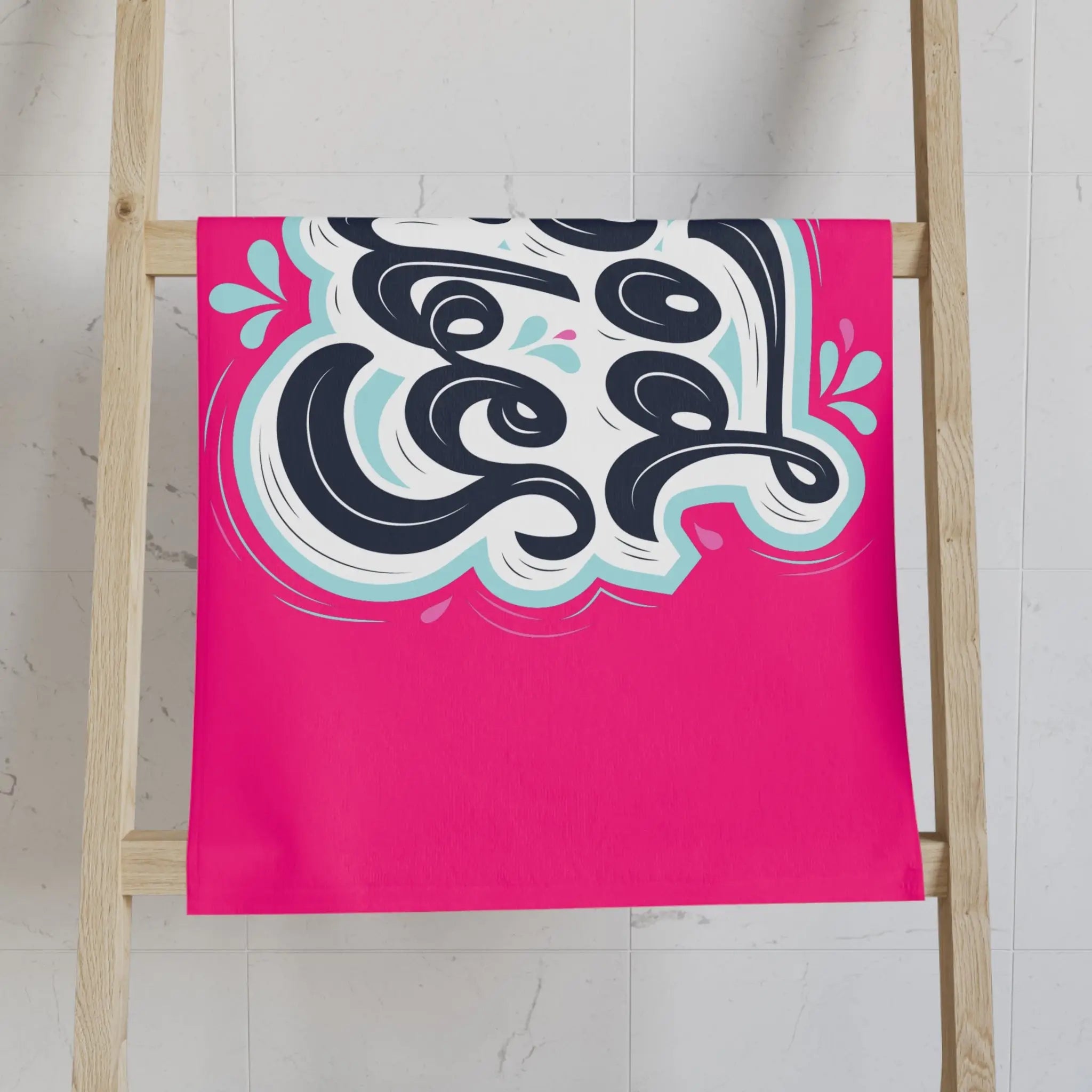 Good Vibes Blue Splash Signature Pink Cum Towel