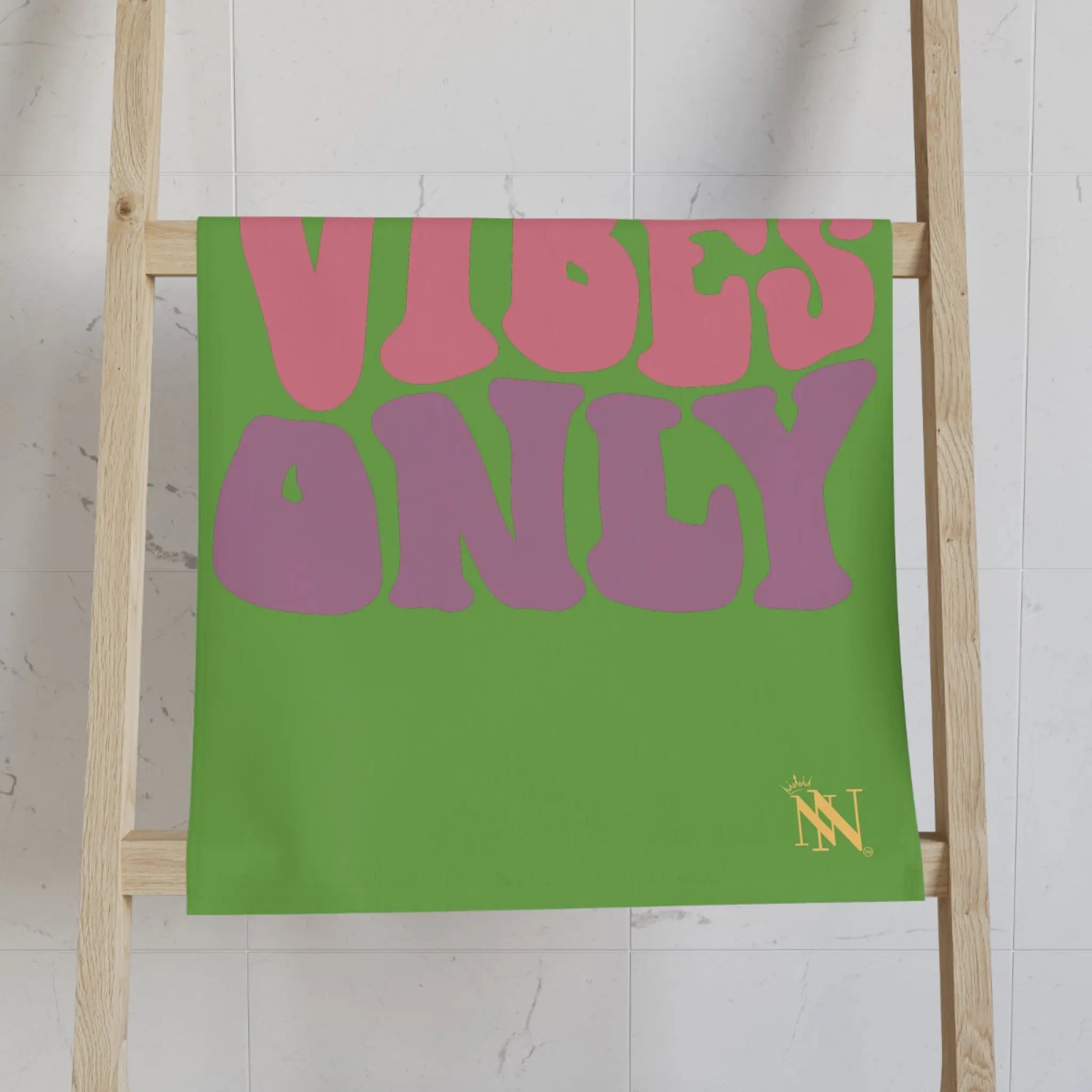 Good Vibes Retro Letters Lime Green Cum Towel