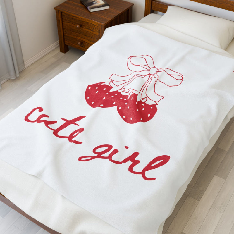 Cute Girl Strawberries | Mix & Match Soft Fun-Flirty Lovers’ Blankets
