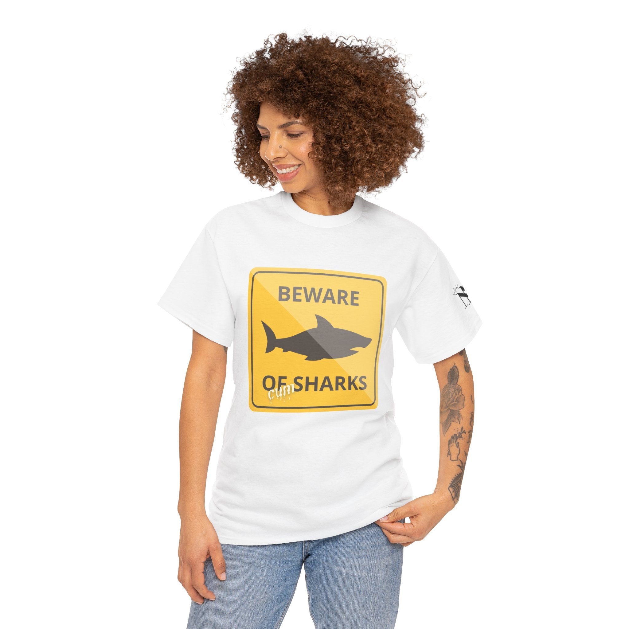 Beware of Cum Shark | Mix & Match 100% Cotton Unisex Fun-Flirty Lovers’ Tees