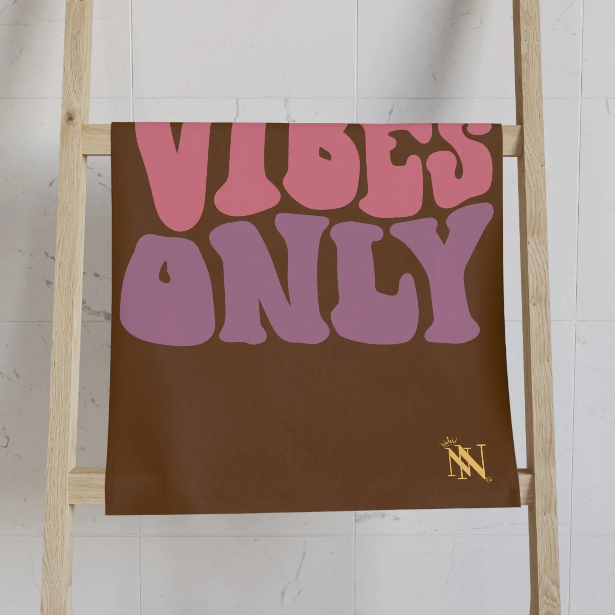 Good Vibes Retro Letters Brown Cum Towel