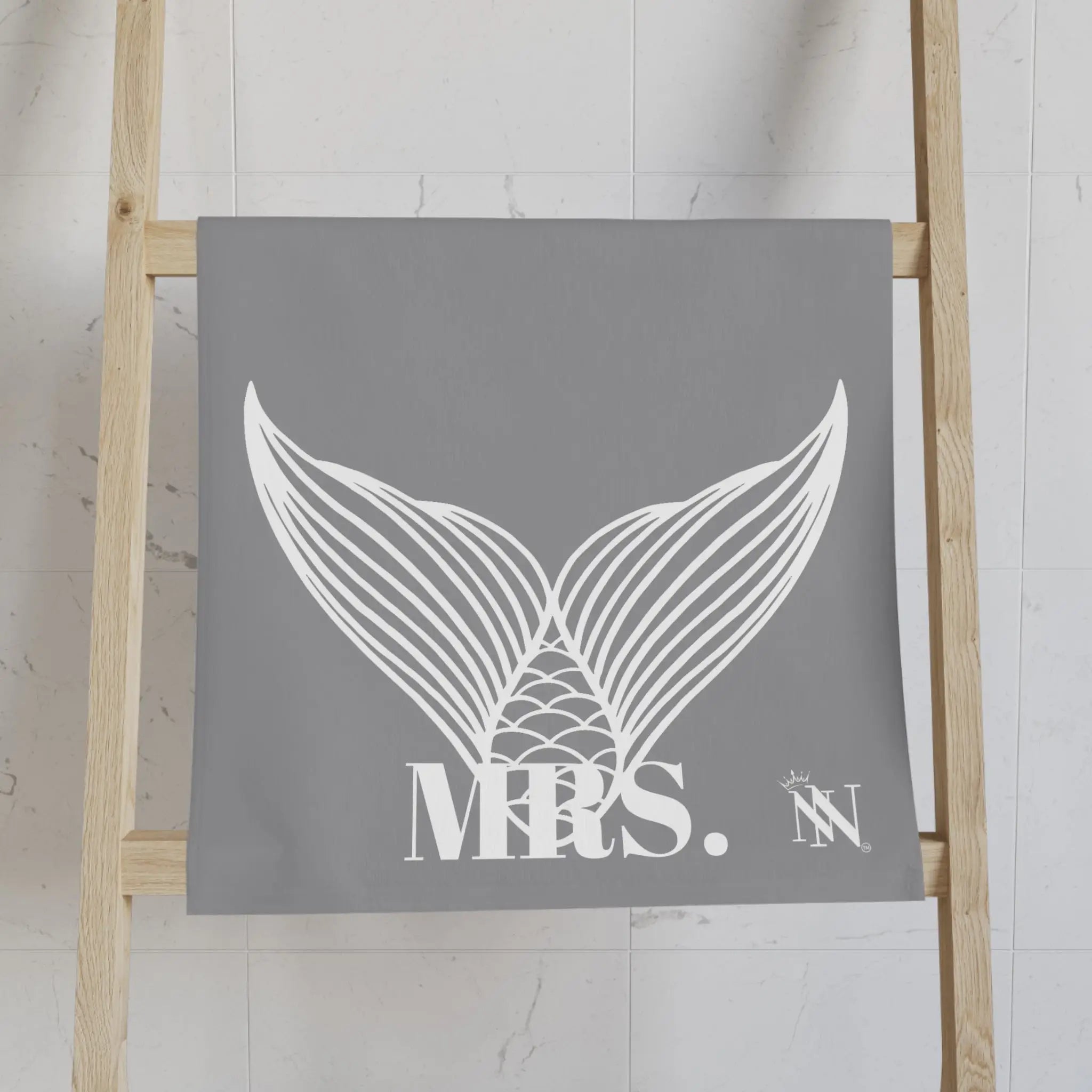 Mrs. Mrs. Mermaid Shareable Sides Grey Cum Towel