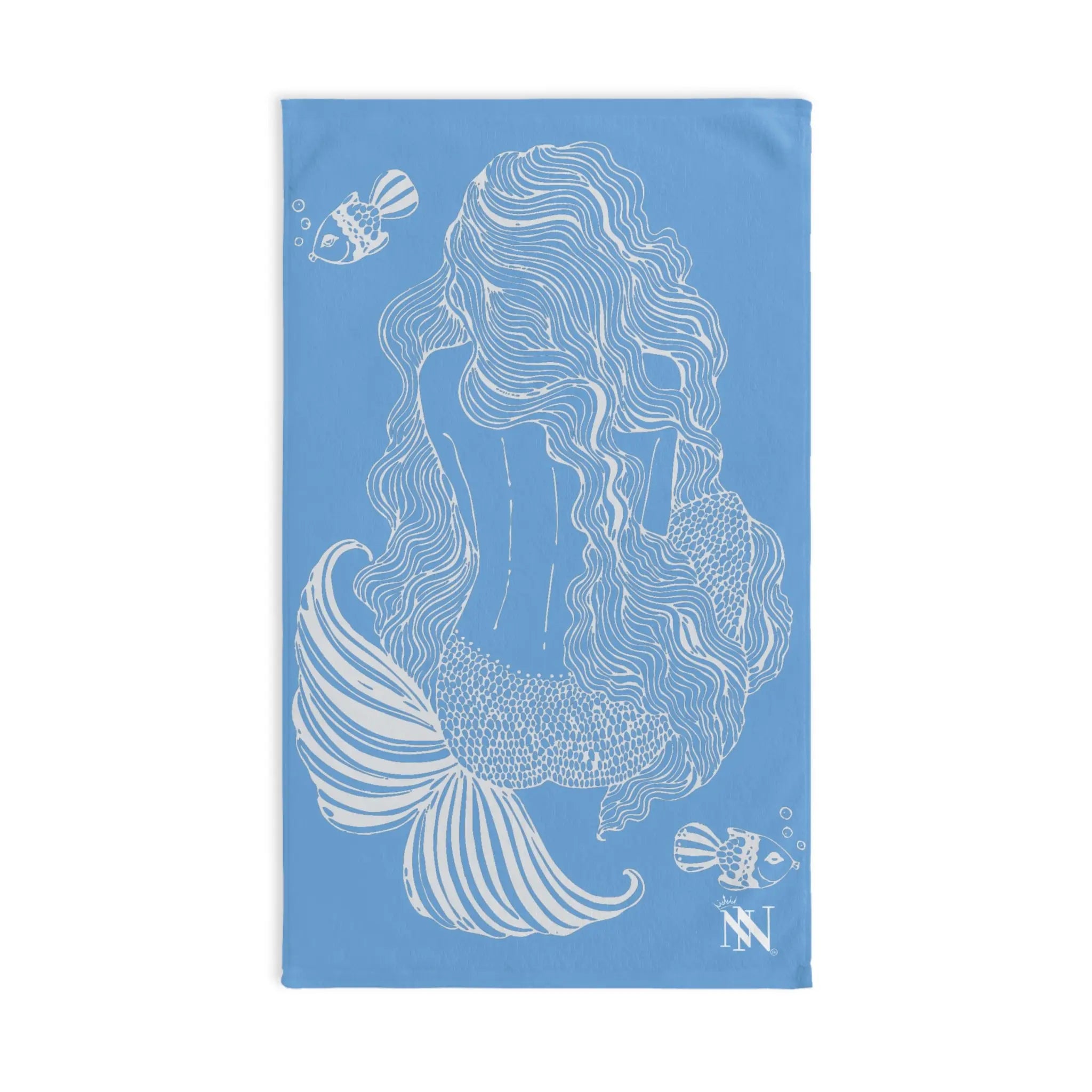 Mermaid Sitting Her Back Turned Light Blue Cum Towel