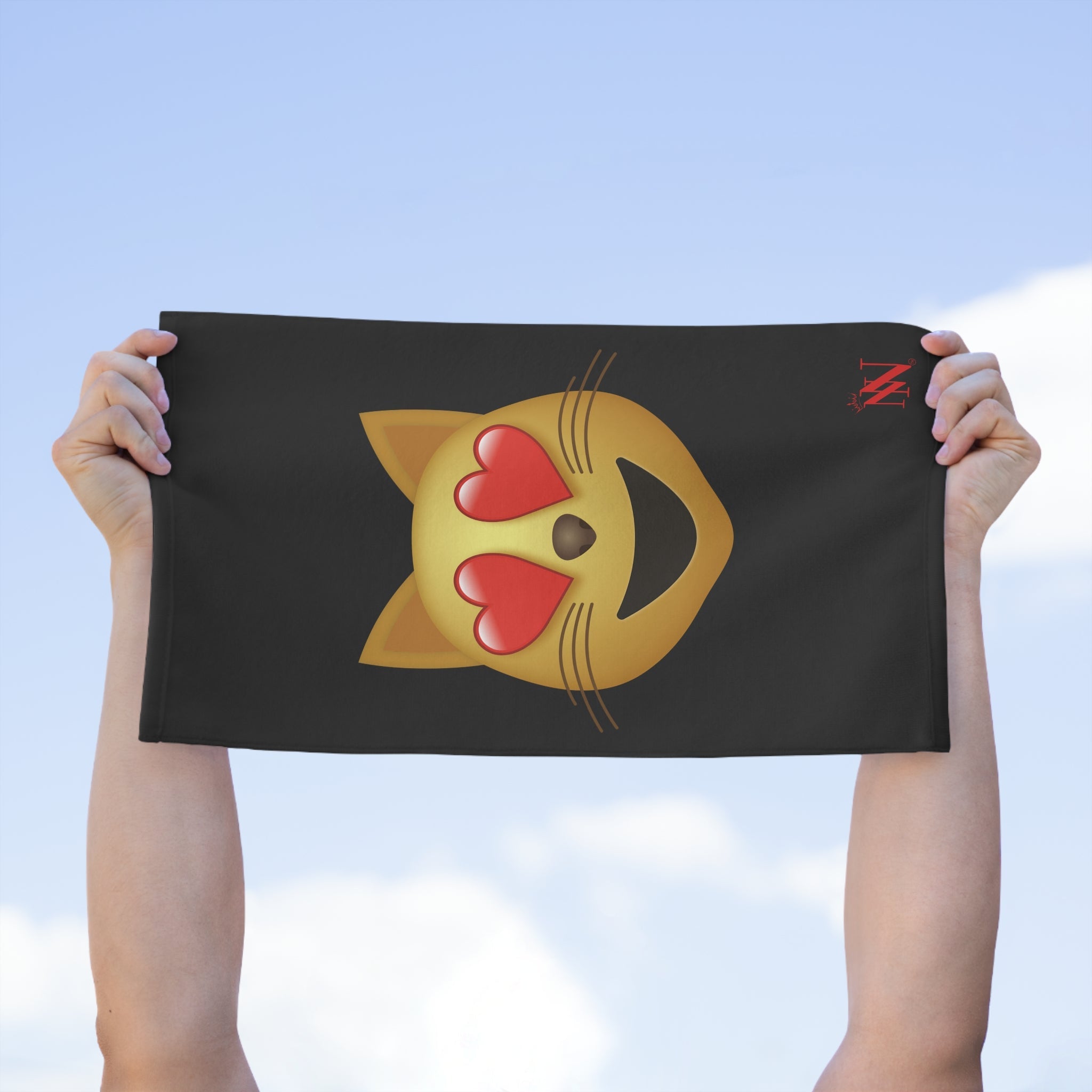 Kitty Love Emoji Black | Mix & Match Soft Fun-Flirty Lovers’ Towels