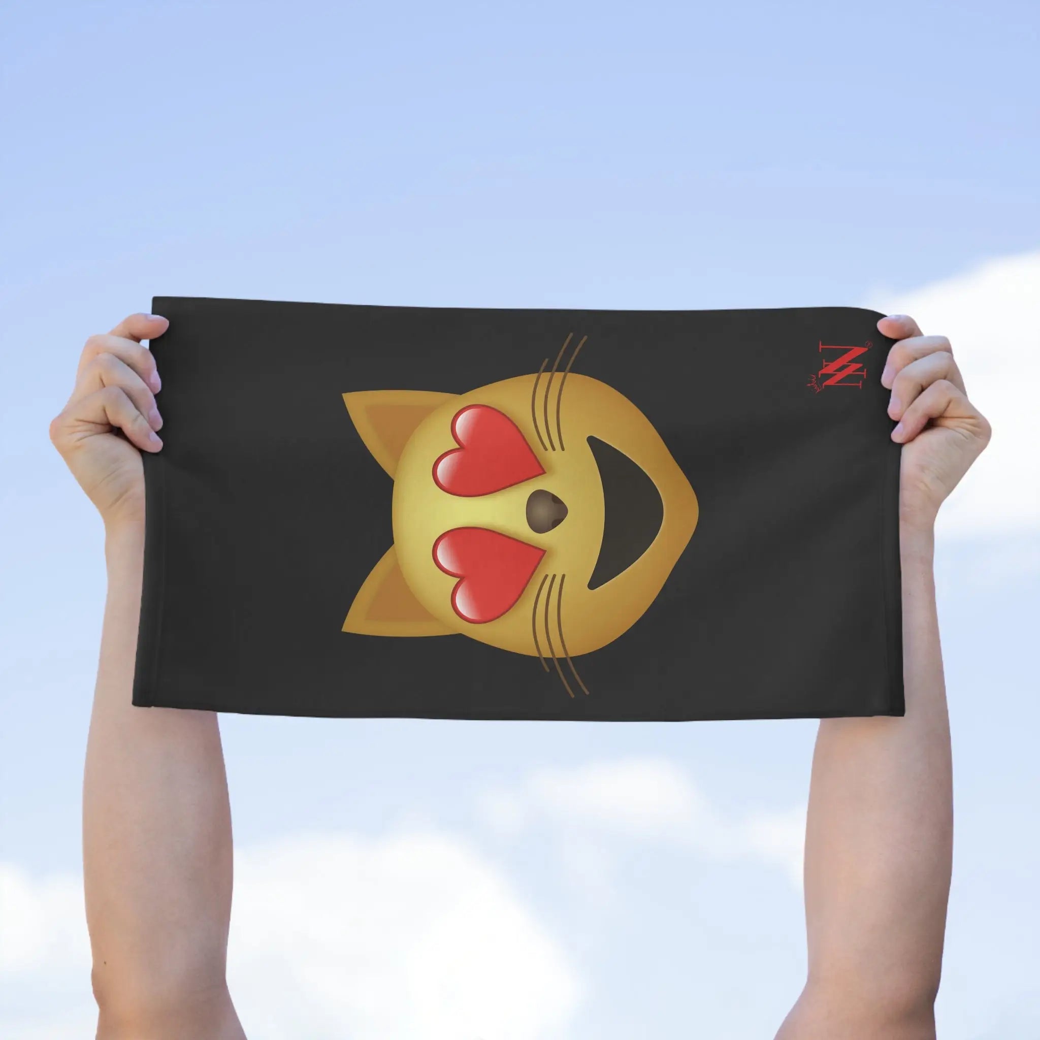 Kitty Love Emoji Black | Mix & Match Soft Fun-Flirty Lovers’ Towels