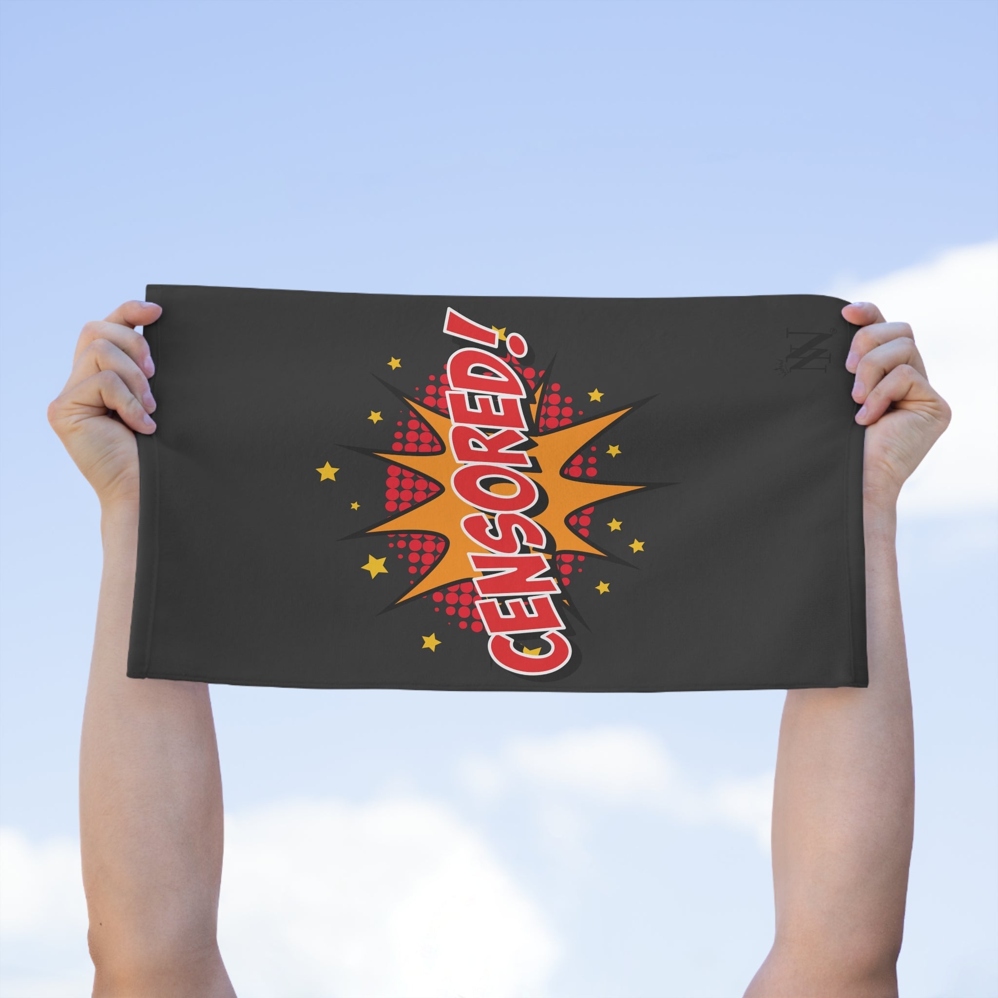 Cartoon Censored Dark Grey | Mix & Match Soft Fun-Flirty Lovers’ Towels